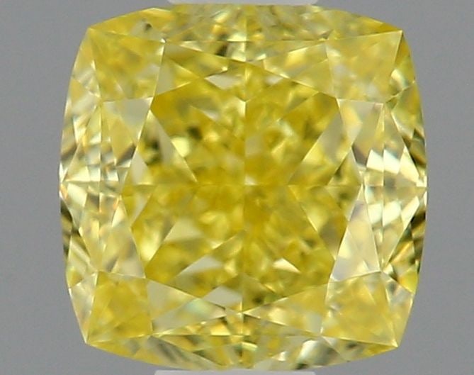 GIA Cushion Brilliant 0.5ct Fancy Intense Yellow VVS1 - Loose Natural Diamond: GIA Cushion Brilliant 0.5ct Fancy Intense Yellow VVS1 - Loose Natural Diamond GIA certified 0.5ct Fancy Intense Yellow VVS1 diamond, showcasing exceptional clarity and color. Its EX polish and VG