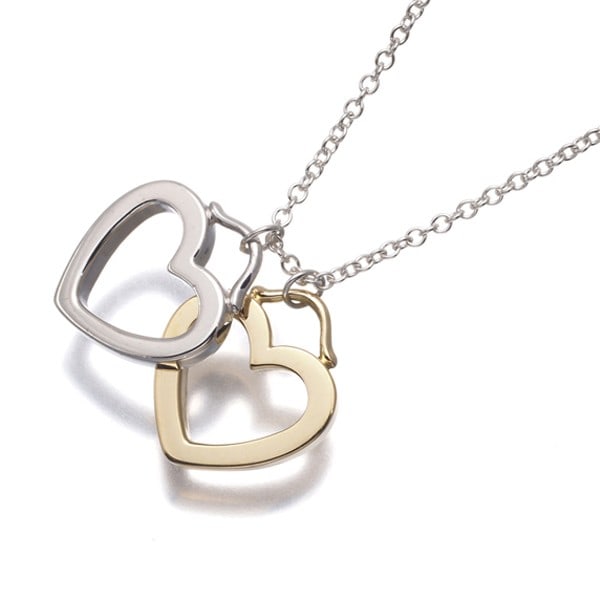 Tiffany&Co. Necklace Sentimental Heart Double Silver 925/18K Yg: Tiffany&Co. Necklace Sentimental Heart Double Silver 925/18K Yg Sterling Silver 925/18K Yellow Gold Pendant Necklace from Tiffany & Co. - A delicate and elegant double silver 925/18K yellow gold senti