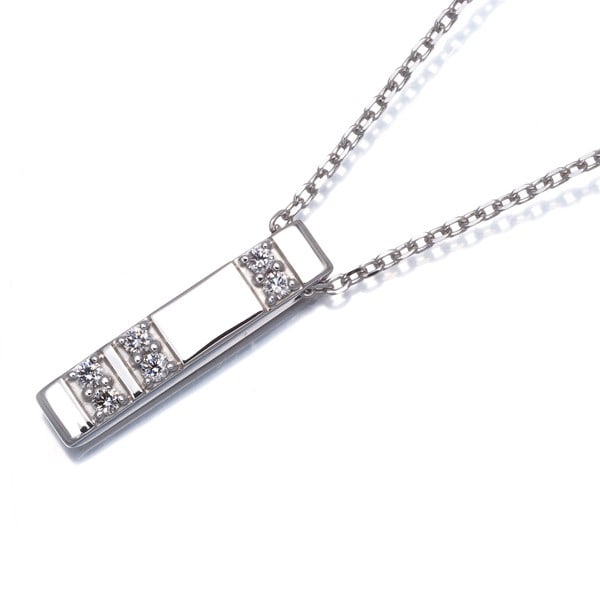 Tasaki Necklace Diamond 0.10Ct Bar 18K 750 White Gold (1 of 4)