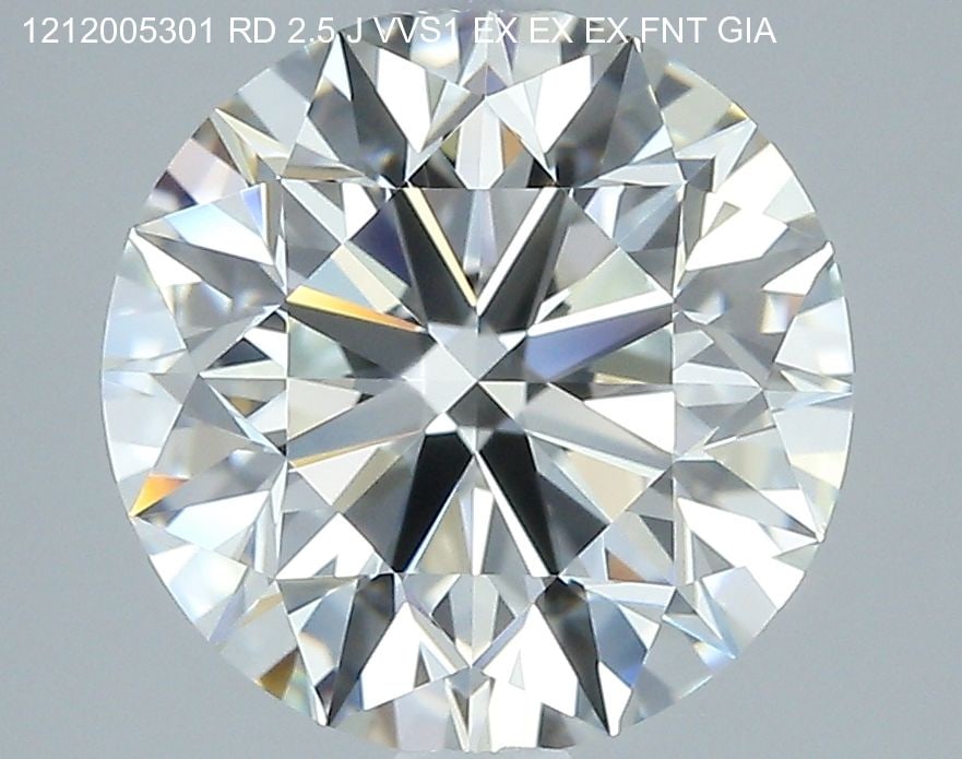 GIA Round 2.5ct J VVS1 - Loose Natural Diamond: GIA Round 2.5ct J VVS1 - Loose Natural Diamond GIA Round 2.5ct J VVS1 - Loose Natural Diamond: This 2.5-carat round diamond boasts exceptional clarity, color, and cut, with a VVS1 clarity grade and J