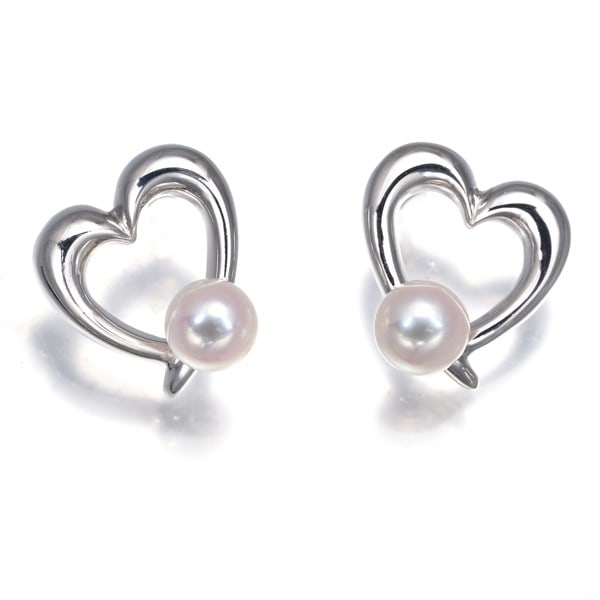 Mikimoto Earrings Baby Akoya Pearl 4.1Mm Heart Solitaire 18K Wg: Mikimoto Earrings Baby Akoya Pearl 4.1Mm Heart Solitaire 18K Wg 18k White Gold Stud Earrings Featuring a 4.1mm Baby Akoya Pearl in a Solitaire Heart Design. The delicate heart shape showcases the