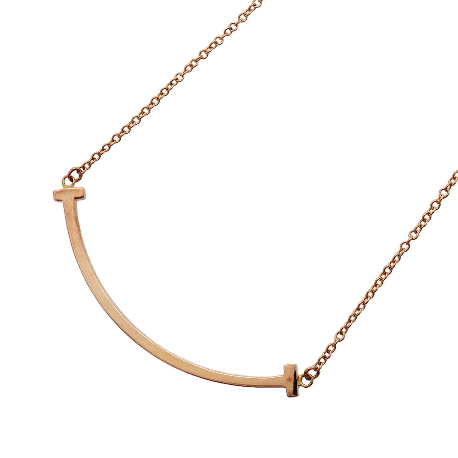 TIFFANY Pink Gold (18K): TIFFANY Pink Gold (18K) Pink gold (18K) Tiffany necklace with a 9.8mm x 37.5mm pendant, available in a 43 cm - 48 cm / 16.92'' - 18.89'' neck circumference. This 18K pink gold necklace features visibl