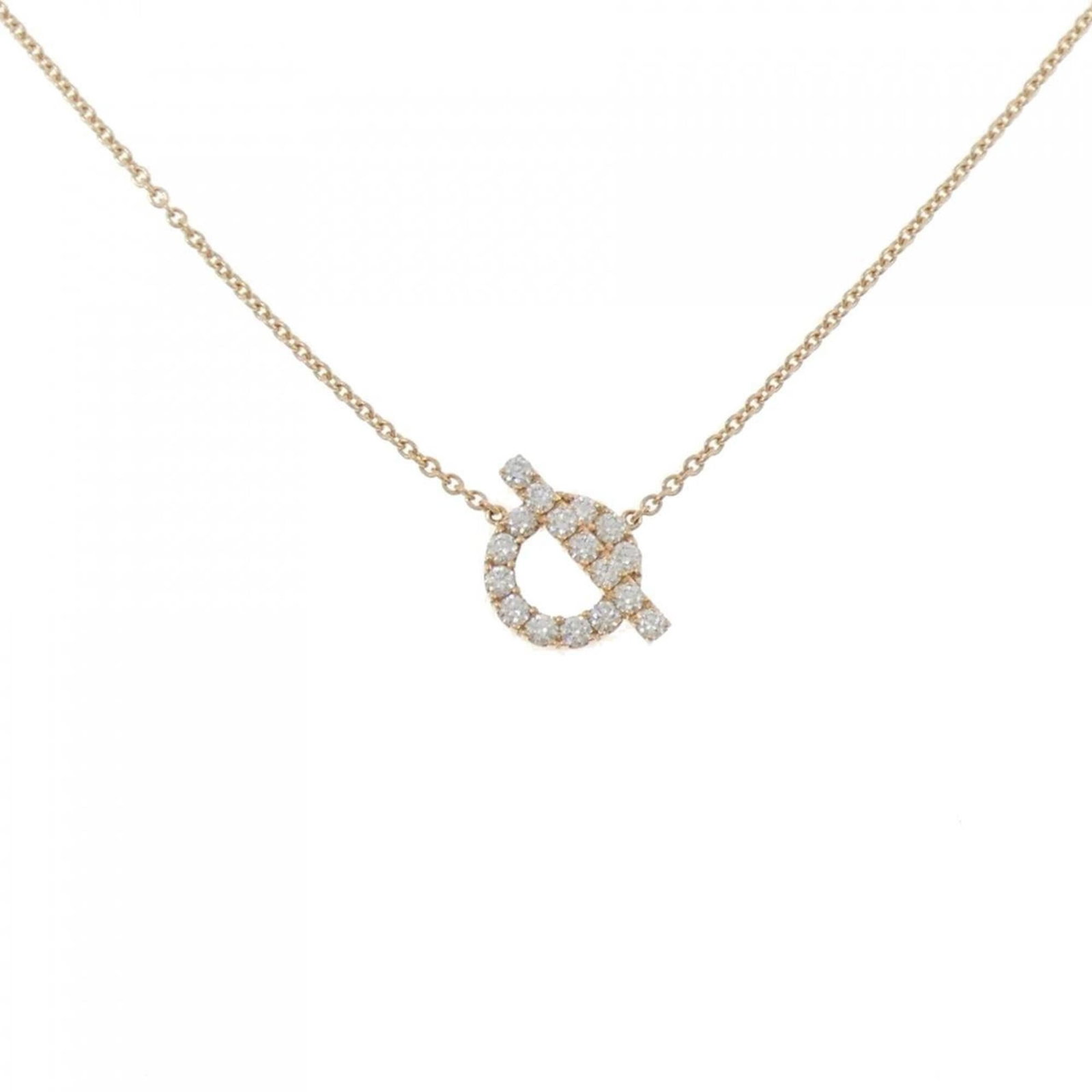 HERMES Pink Gold (18K): HERMES Pink Gold (18K) Pink gold (18K) pendant from Hermes, featuring a diamond stone, is a beautiful and elegant necklace. Its 12.3mm x 12.1mm size and 39 cm - 41 cm circumference make it a stylish