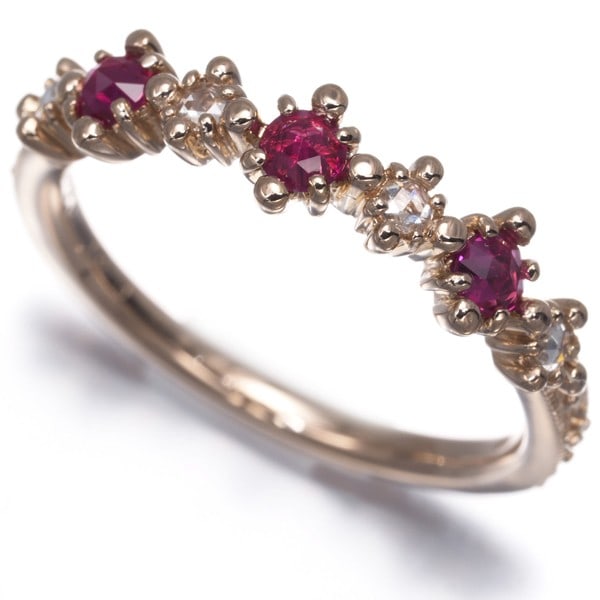 Sirena Azzurro Ring Ruby 0.21Ct Diamond 0.06Ct Rose-Cut Us4.75 18K Rg (1 of 6)