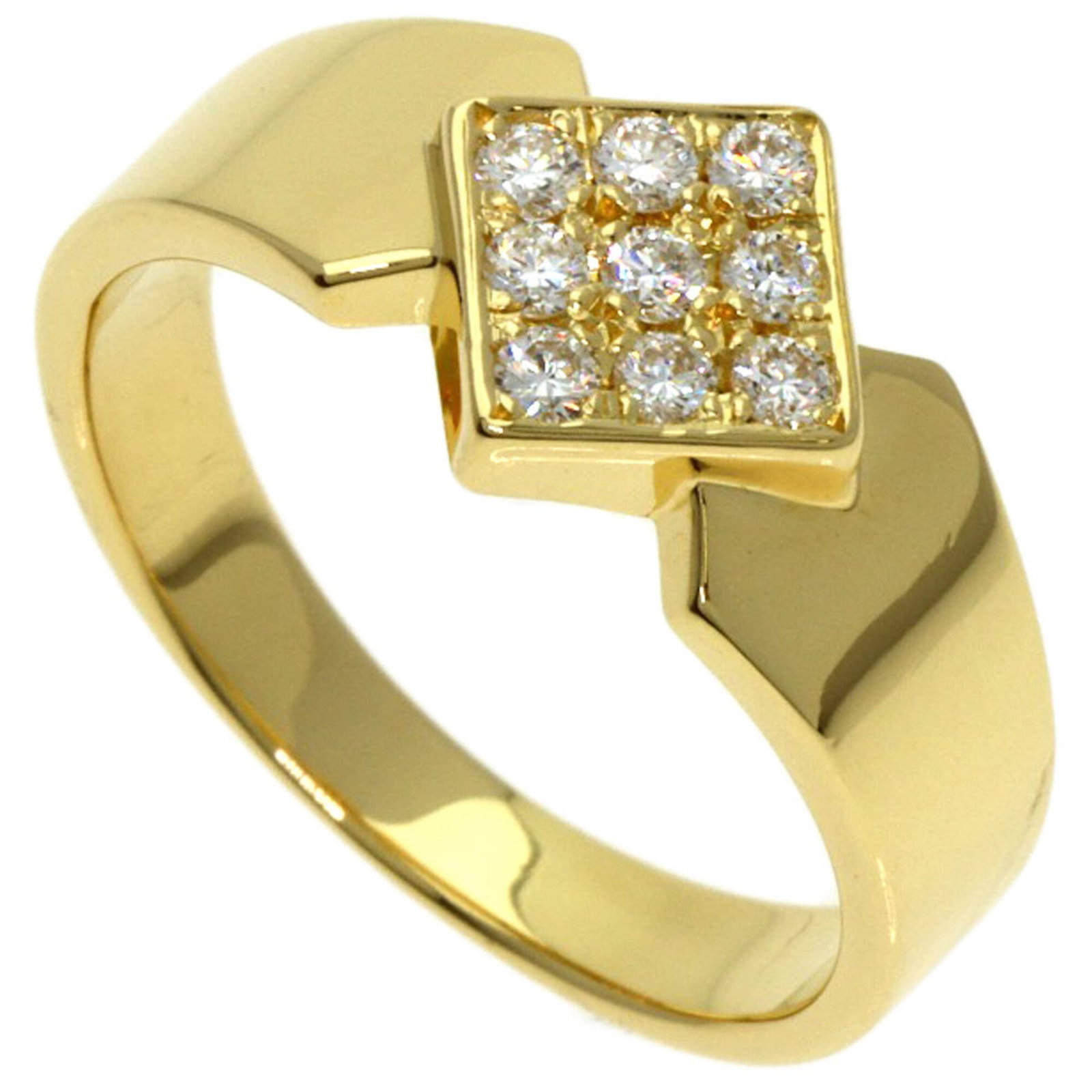 CHRISTIAN DIOR Band Ring Yellow Gold (18K): CHRISTIAN DIOR Band Ring Yellow Gold (18K) Yellow gold (18K) band ring from Christian Dior, featuring a diamond stone. This like new used ring boasts excellent condition with no visible wear, looking 