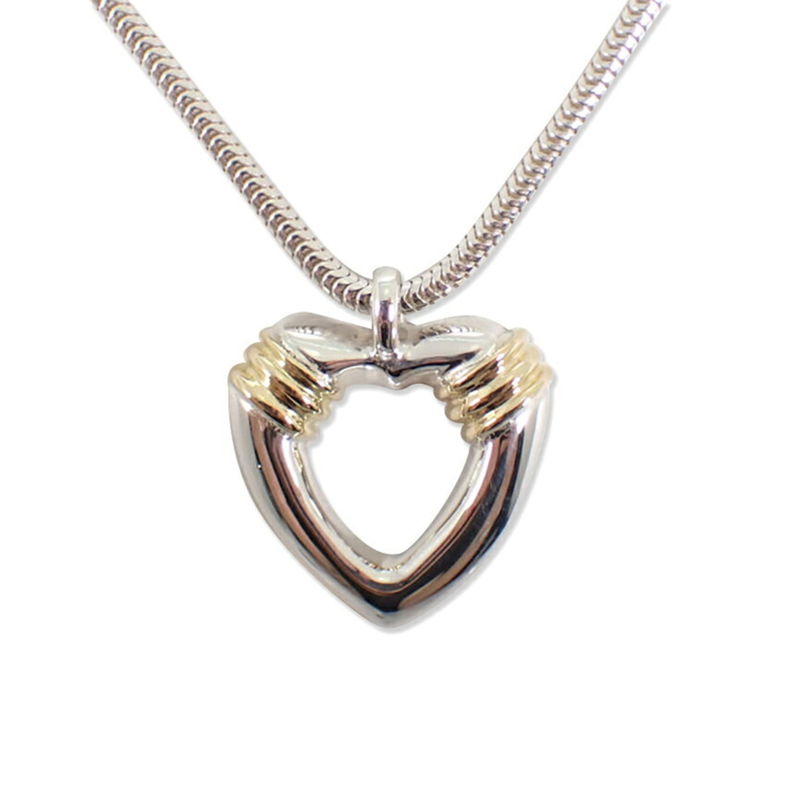 TIFFANY Pink Gold (18K) Sterling Silver 925: TIFFANY Pink Gold (18K) Sterling Silver 925 Pink gold (18K) and sterling silver 925 combine in this elegant Tiffany necklace, featuring a 41 cm (16.14'') adjustable neck with a 20.7mm x 18.4mm
