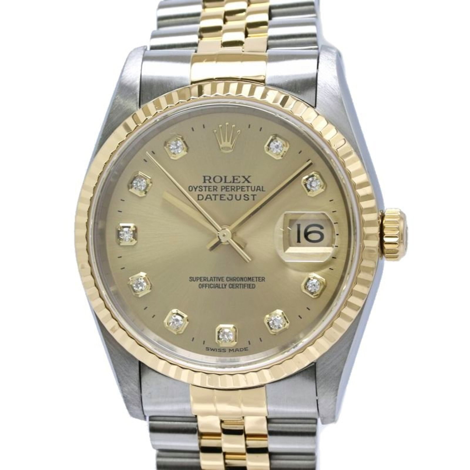 ROLEX Wristwatch Stainless Steel Yellow Gold (18K): ROLEX Wristwatch Stainless Steel Yellow Gold (18K) Stainless steel and 18K yellow gold combine in this Rolex wristwatch, a classic timepiece from Switzerland. Featuring a self-winding automatic