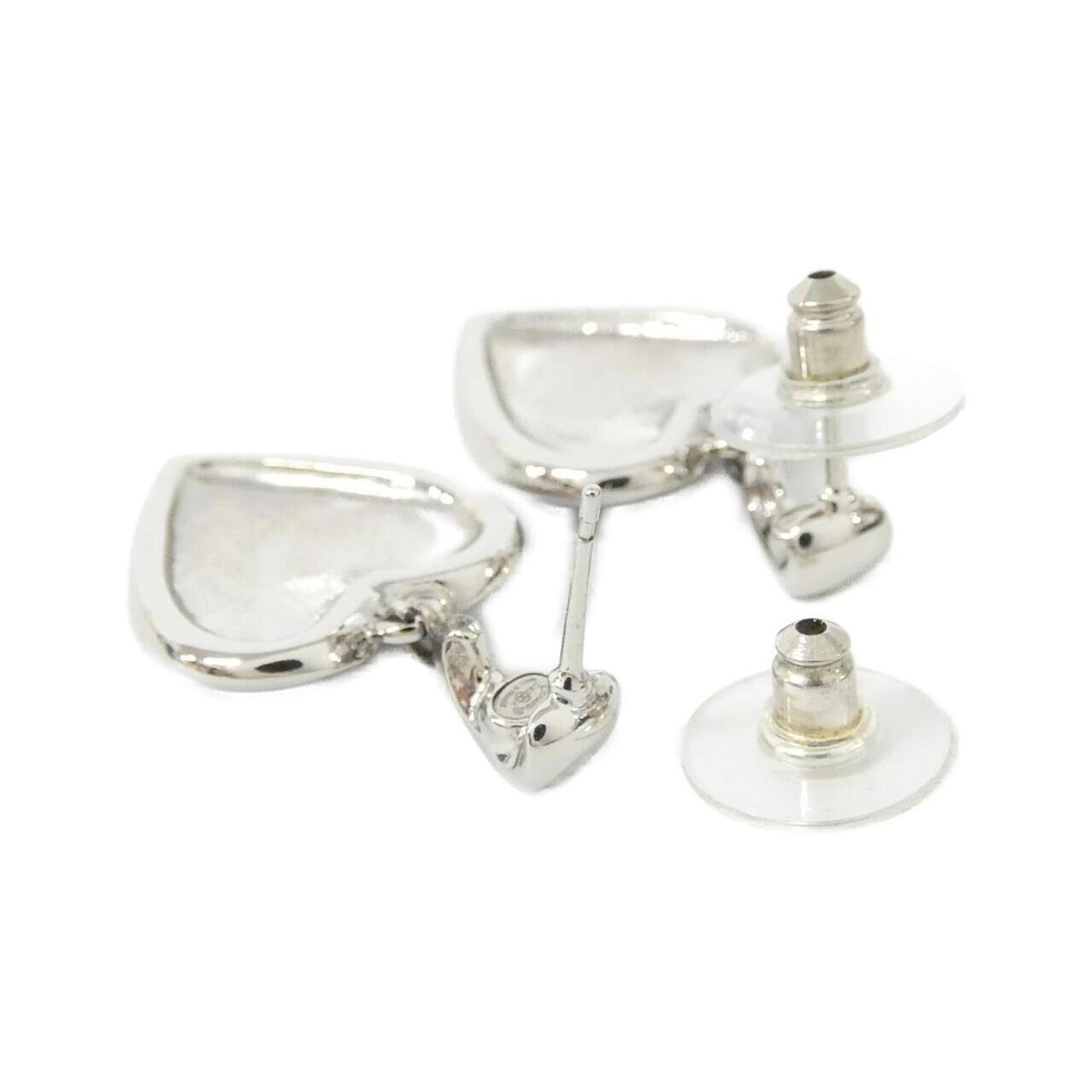 CHANEL Stud Earrings Black Silver - 3