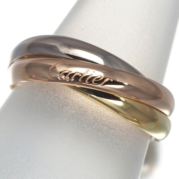 Cartier Ring Trinity 3Color Sm Eu51 18K 750 Yellow White Rose Gold: Cartier Ring Trinity 3Color Sm Eu51 18K 750 Yellow White Rose Gold Cartier's Trinity ring is a masterful blend of three metals: yellow, white, and rose gold. This 18k gold ring features a unique