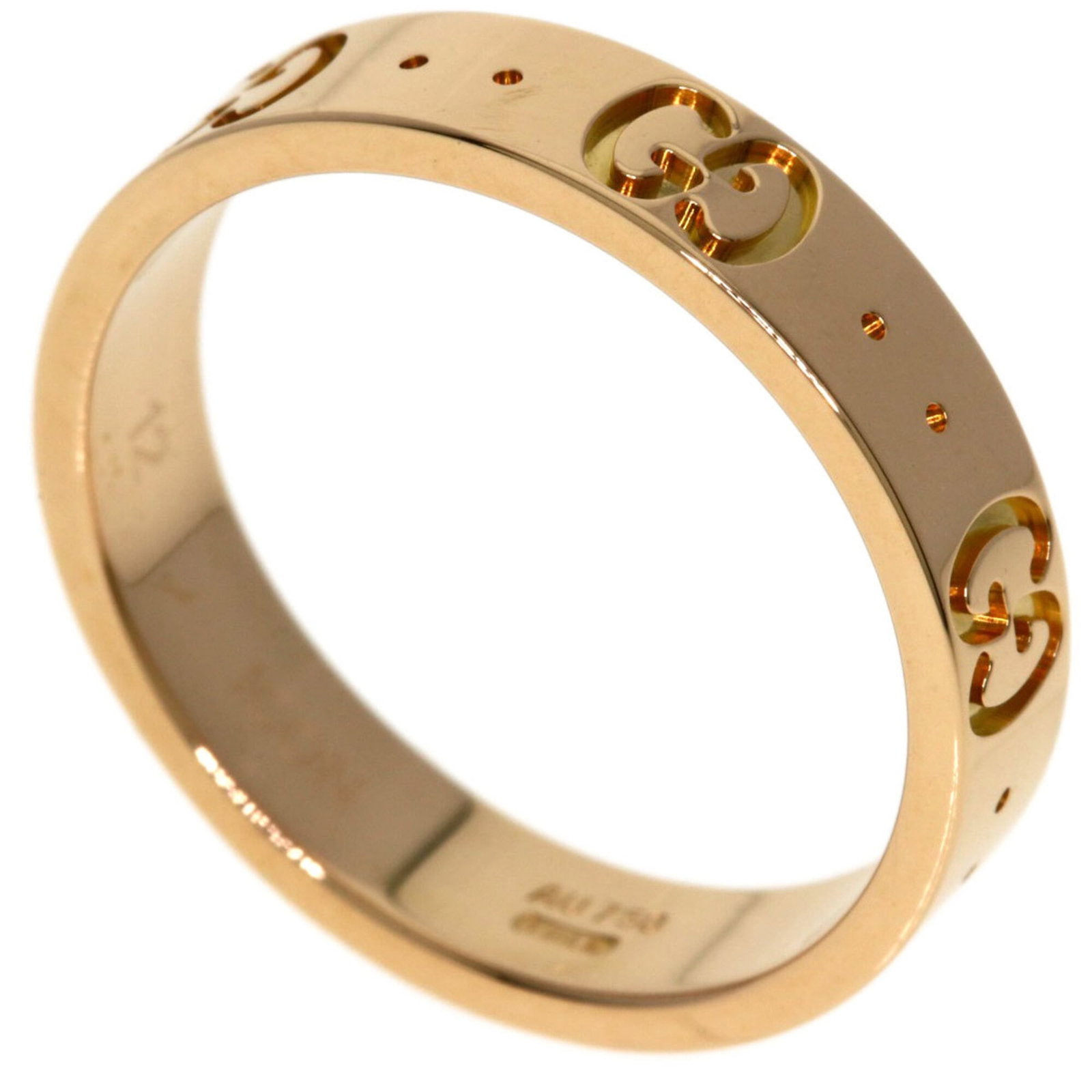 GUCCI Band Ring Pink Gold (18K): GUCCI Band Ring Pink Gold (18K) Pink gold (18K) band ring from Gucci's Icon line, available in US size 6.5, features a subtle pink hue. The ring is in very good condition, with minor signs of wear