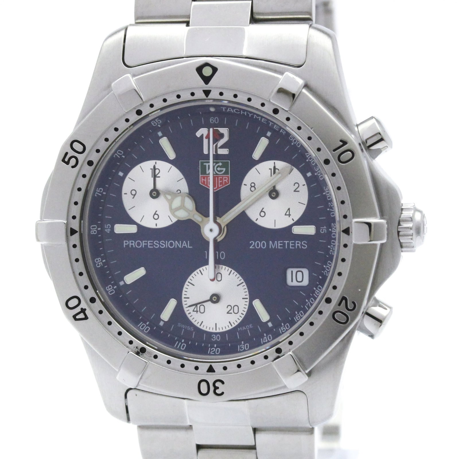 TAG HEUER Wristwatch Stainless Steel: TAG HEUER Wristwatch Stainless Steel Stainless steel case and band, the TAG HEUER CK1112 wristwatch boasts a sporty design with a blue dial. This chronograph watch features a quartz movement and is