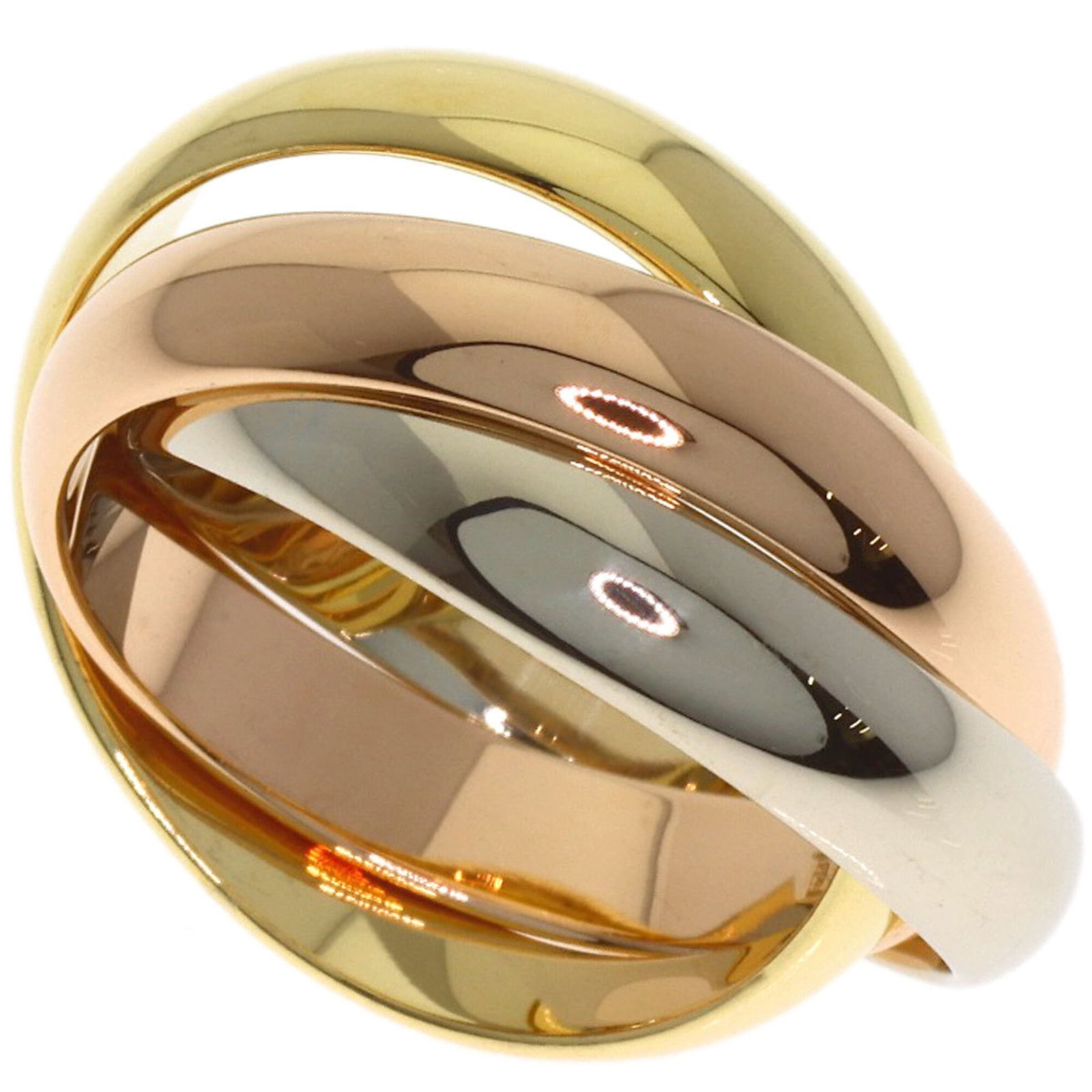 CARTIER Band Ring Pink Gold (18K) White Gold (18K) Yellow Gold (18K): CARTIER Band Ring Pink Gold (18K) White Gold (18K) Yellow Gold (18K) Pink gold, white gold, and yellow gold come together in this elegant Cartier band ring, available in 18K. The ring features a