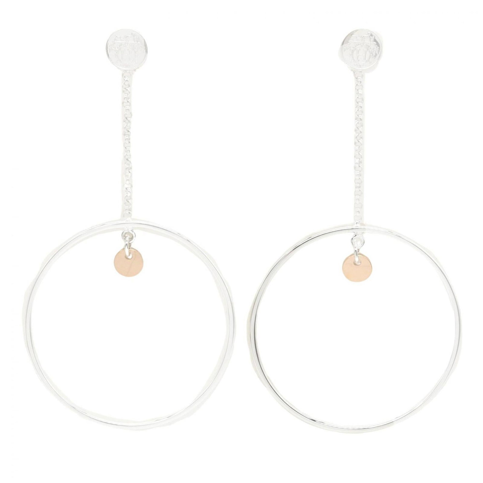 HERMES Stud Earrings Pink Gold (18K) Silver 925: HERMES Stud Earrings Pink Gold (18K) Silver 925 Pink gold (18K) and silver 925 come together in these elegant stud earrings from Hermes, adding a touch of luxury to any outfit with their subtle pink