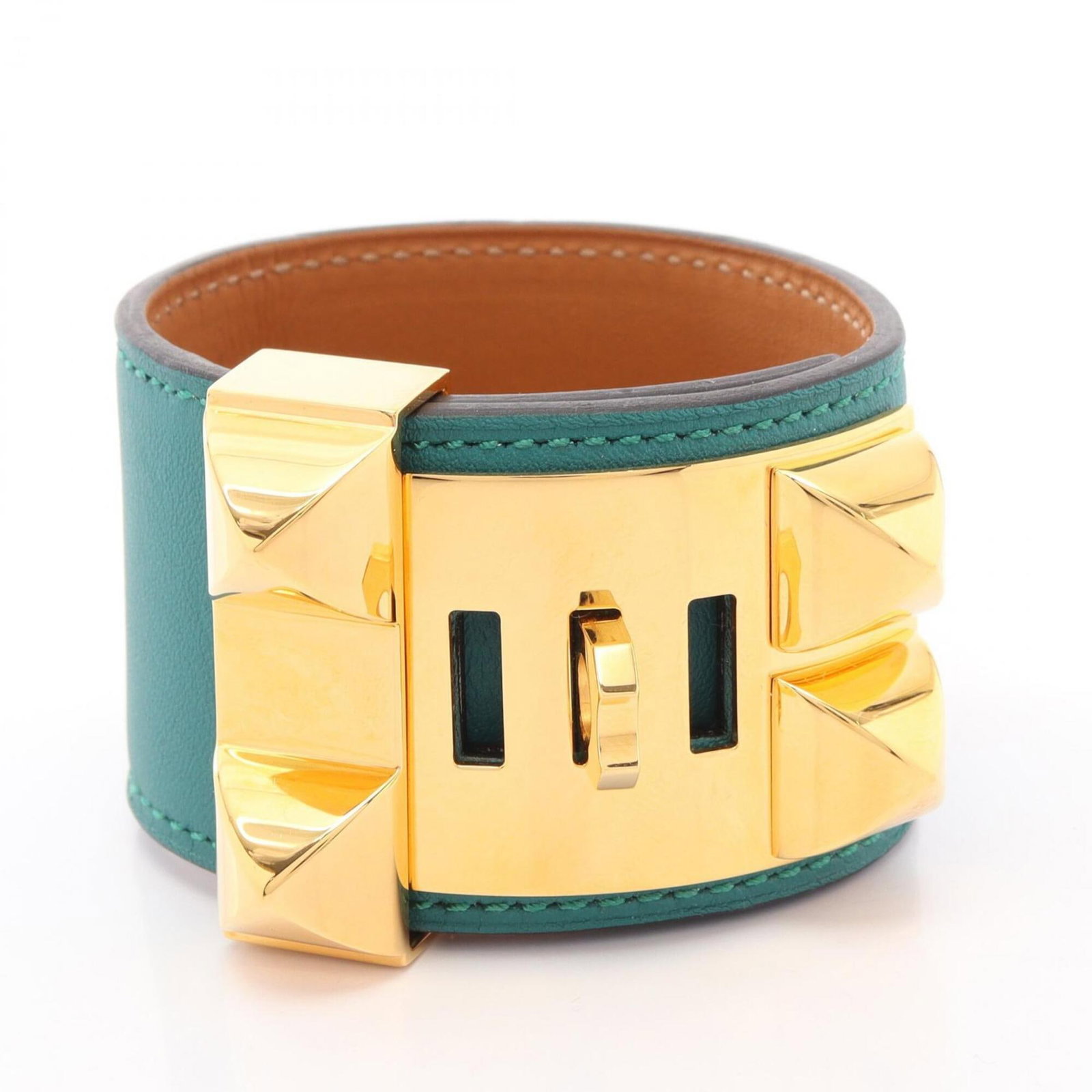 HERMES Bangle Gold Plating Swift Leather - 2