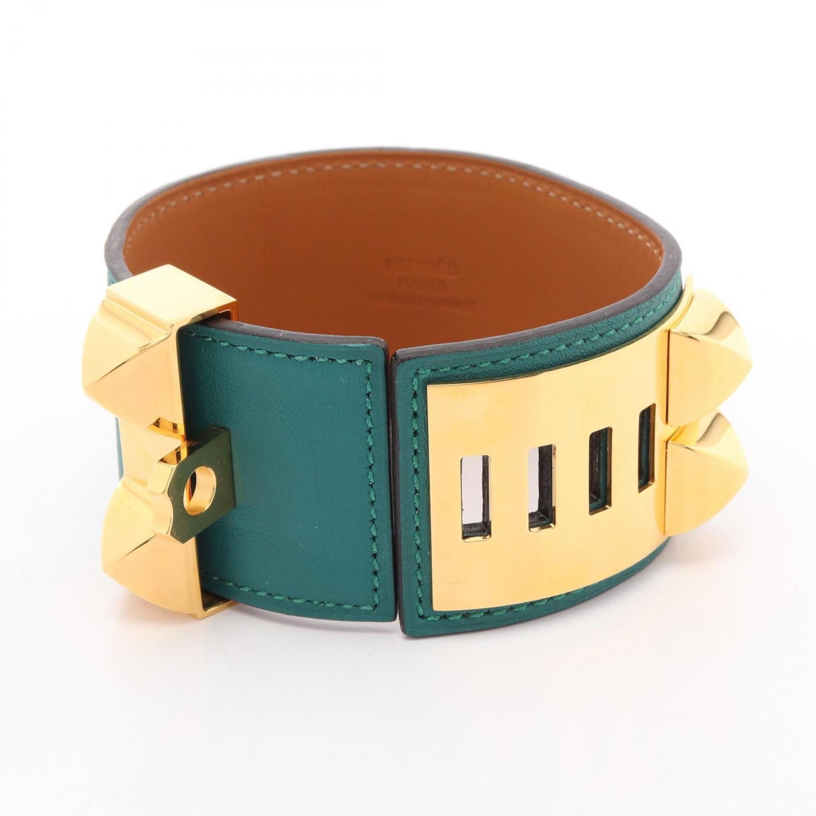 HERMES Bangle Gold Plating Swift Leather - 3