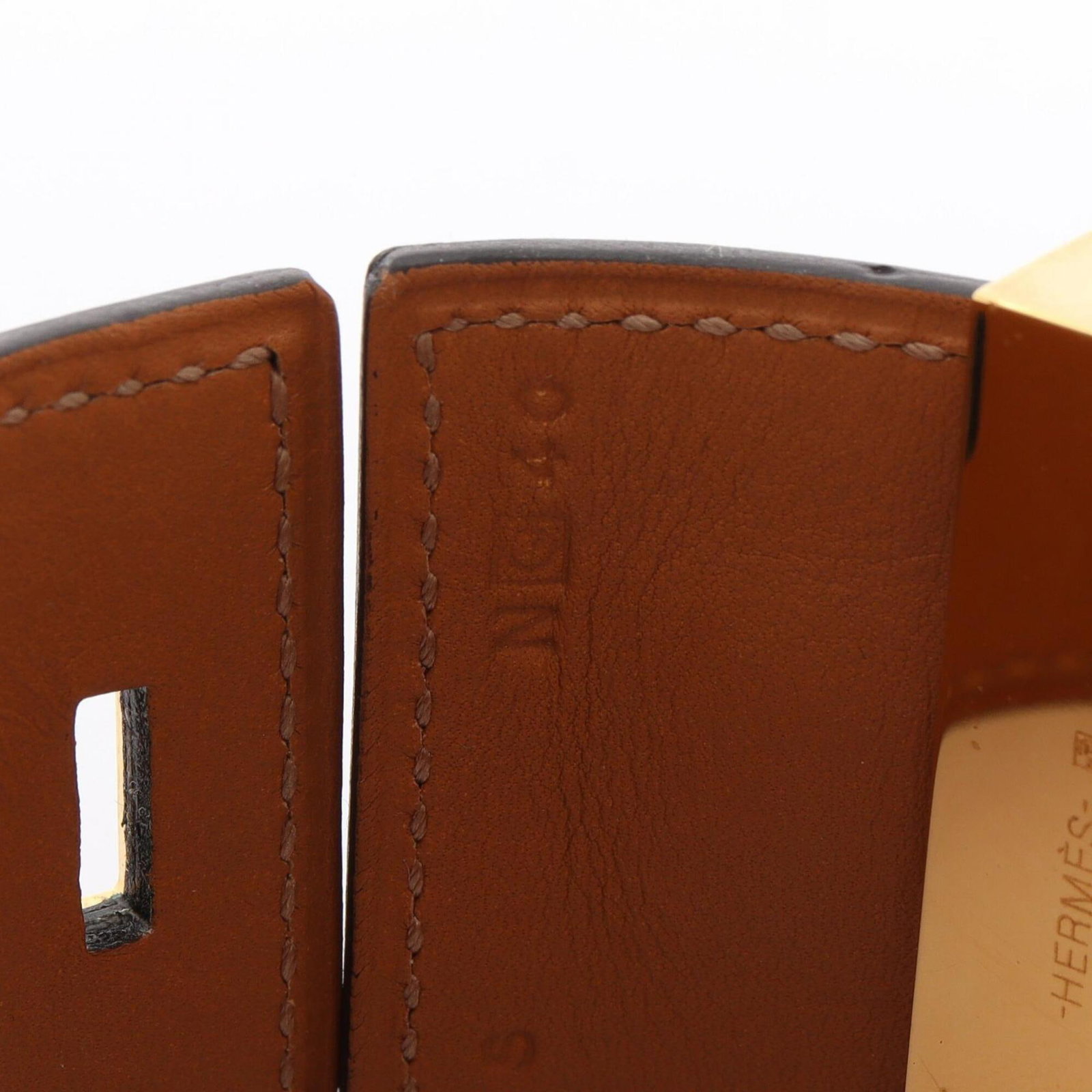 HERMES Bangle Gold Plating Swift Leather - 5