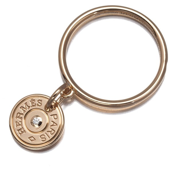 Hermes Ring Diamond 0.01Ct Gambade Clou De Selle Eu53 18K 750 Rose Gold: Hermes Ring Diamond 0.01Ct Gambade Clou De Selle Eu53 18K 750 Rose Gold Rose gold 18K 750 Gambade Clou De Selle ring features a natural 0.01ct diamond, set in a classic design with a 14.2mm width and