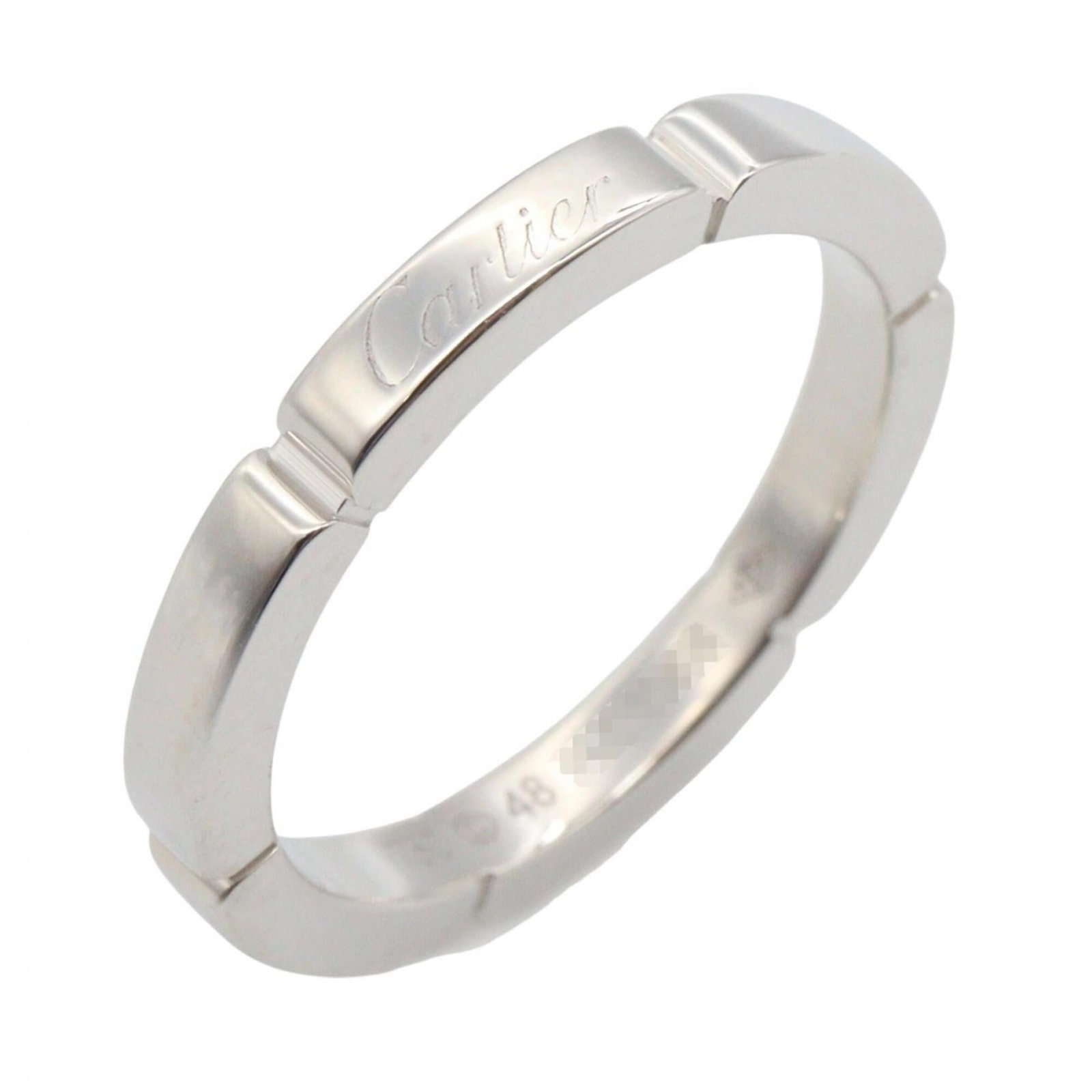 CARTIER Band Ring White Gold (18K): CARTIER Band Ring White Gold (18K) 18K white gold band ring from Cartier, featuring a sleek and sophisticated design. This gently used ring shows minor signs of wear, with small scratches or light mar