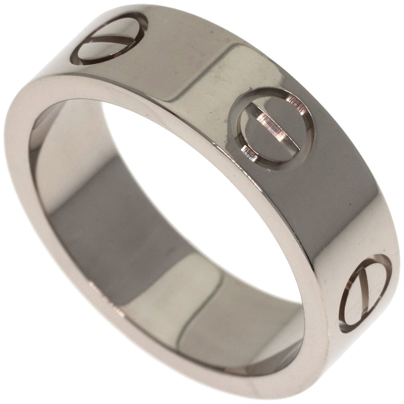 CARTIER Band Ring: CARTIER Band Ring 18K white gold band ring from Cartier, featuring a 5.5mm width and 5.5mm length, with a US size of 5.5. The ring bears minor signs of wear, including small scratches or light marks, 