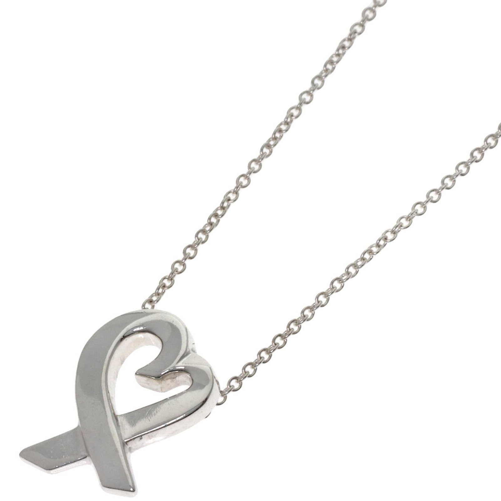 TIFFANY Silver Necklace: TIFFANY Silver Necklace Silver necklace with a 14.9mm x 11.1mm pendant, made from high-quality silver, and bearing a signature. The necklace has a 43 cm circumference and is in very good condition,