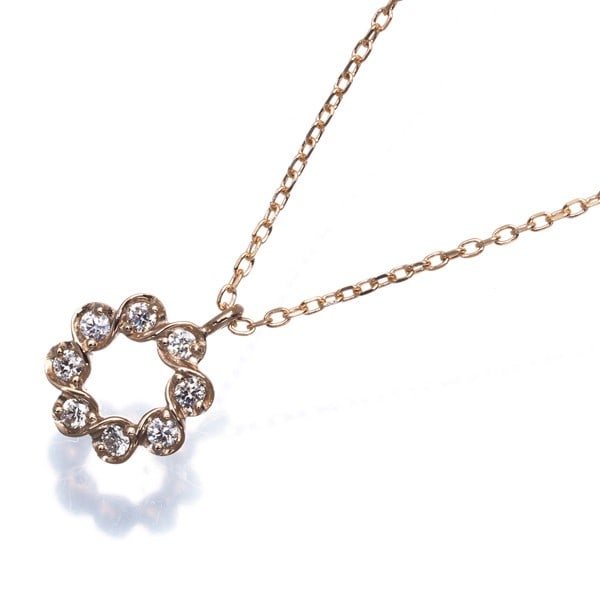Take-Up Necklace Diamond 0.08Ct Circle Spiral Wreath 18K 750 Rose Gold: Take-Up Necklace Diamond 0.08Ct Circle Spiral Wreath 18K 750 Rose Gold Take-Up Necklace features a stunning 0.08ct diamond circle spiral wreath pendant set in 18k rose gold. The delicate design