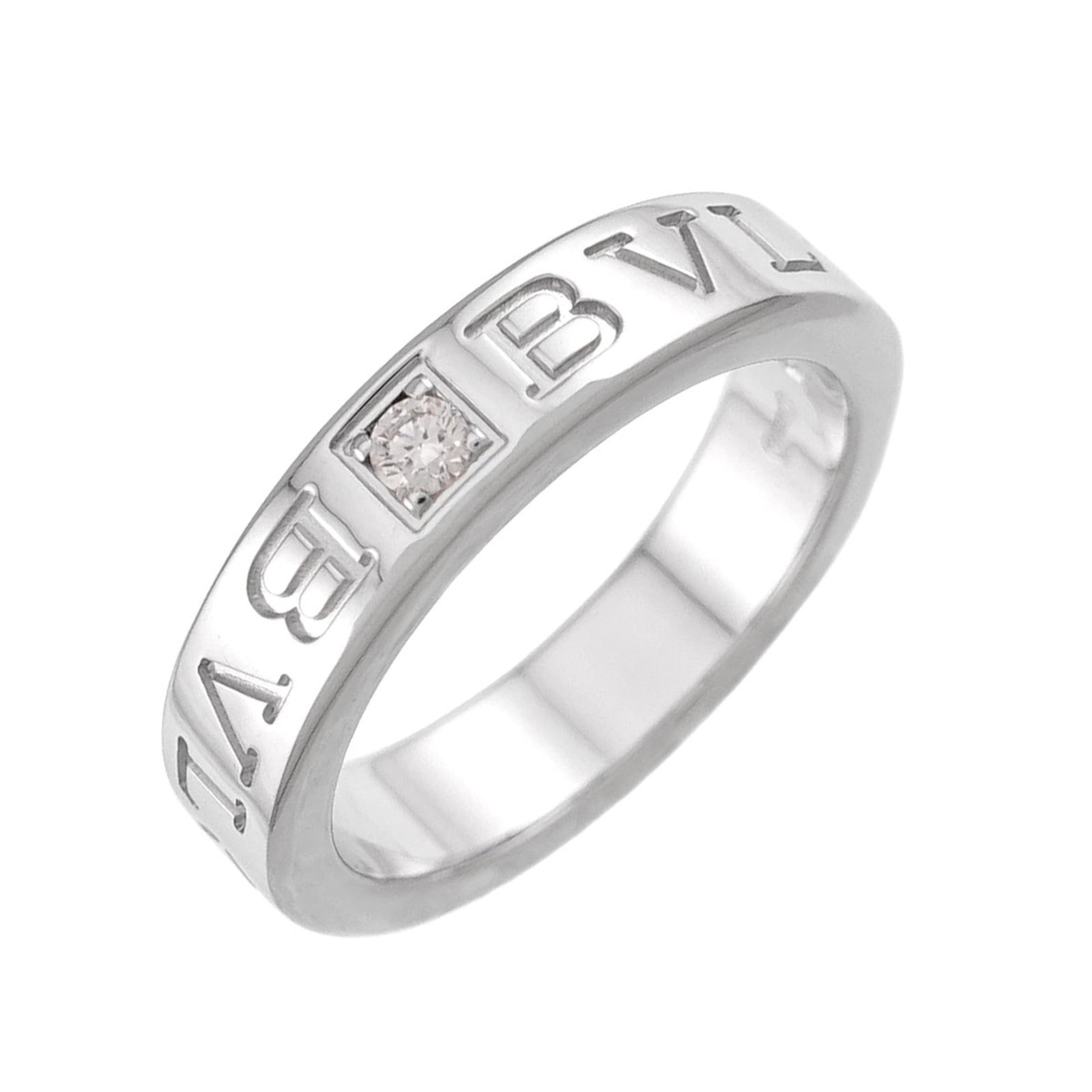 BVLGARI Band Ring White Gold (18K): BVLGARI Band Ring White Gold (18K) Bvlgari Band Ring White Gold (18K) is a high-quality women's band ring crafted from 18K white gold. The ring features a sleek design that looks and functions as