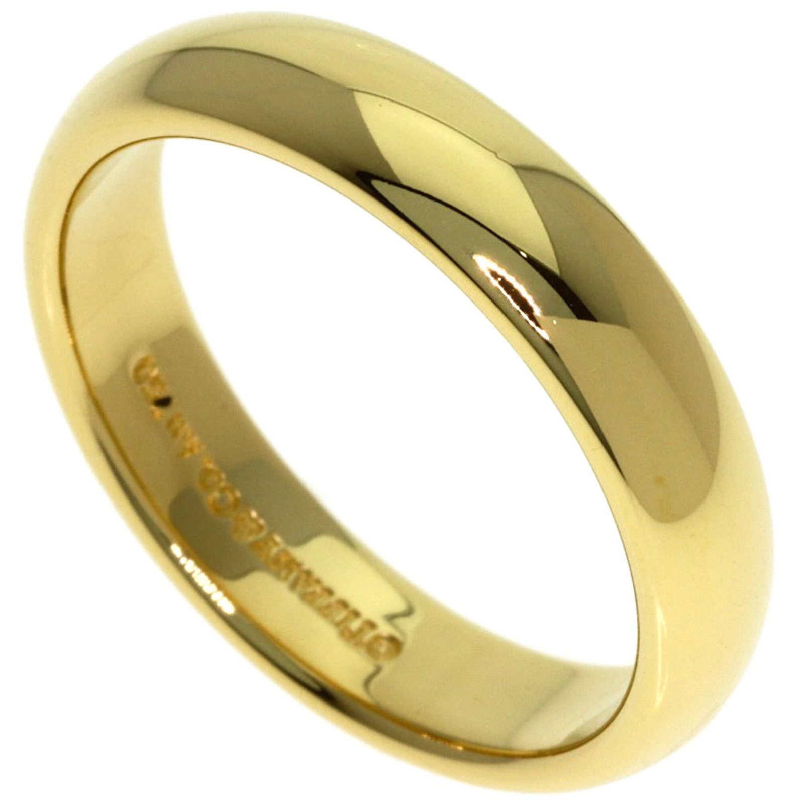 TIFFANY Band Ring Yellow Gold (18K): TIFFANY Band Ring Yellow Gold (18K) Yellow gold (18K) band ring from Tiffany, featuring a classic design. Gently used with minor signs of wear, this ring showcases a subtle patina. The 8.5 US size ens