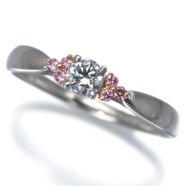 Tiffany&Co. Ring Pink &Clear Diamond Harmony Side Stone Pt 950/18K Rg (1 of 5)