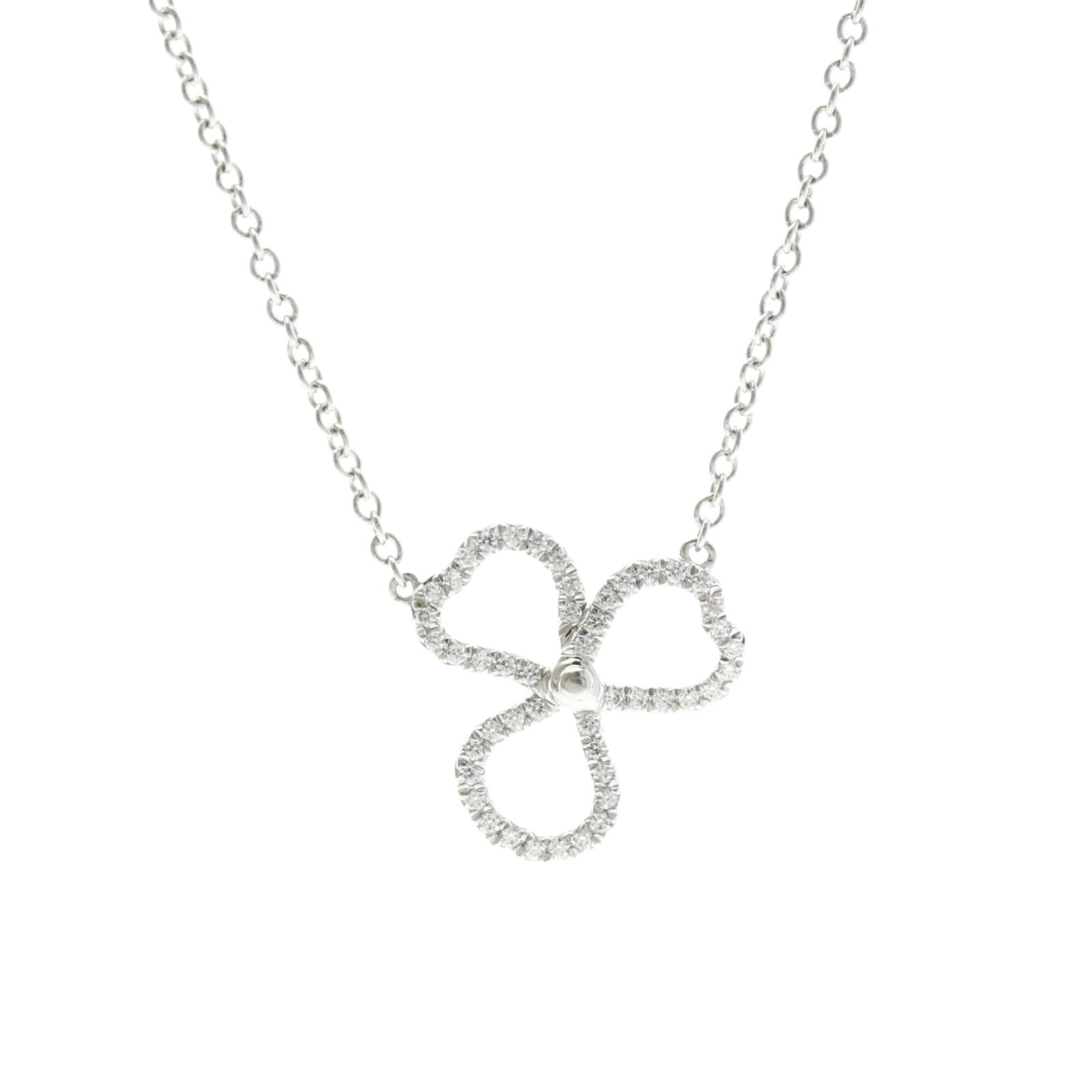 TIFFANY Platinum Silver: TIFFANY Platinum Silver Platinum silver necklace featuring an open paper diamond pendant, crafted from 950 platinum metal with a silver finish. The necklace boasts a sleek design with a 40.5 cm