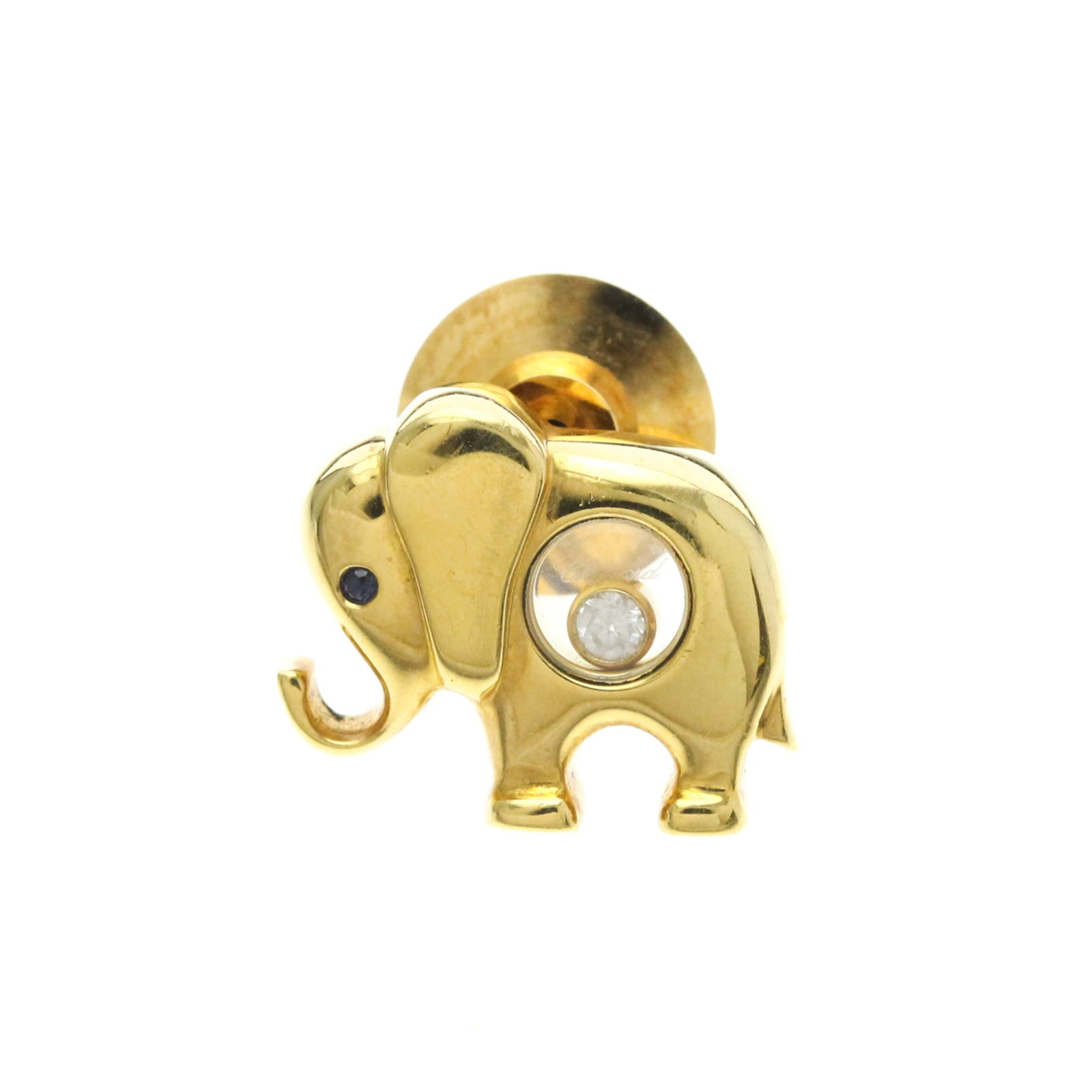 CHOPARD Brooch Yellow Gold (18K): CHOPARD Brooch Yellow Gold (18K) Yellow gold (18K) Happy Diamonds Elephant Brooch, featuring a striking combination of diamonds and sapphires, is set in a elegant yellow gold (18K) setting. This 18K