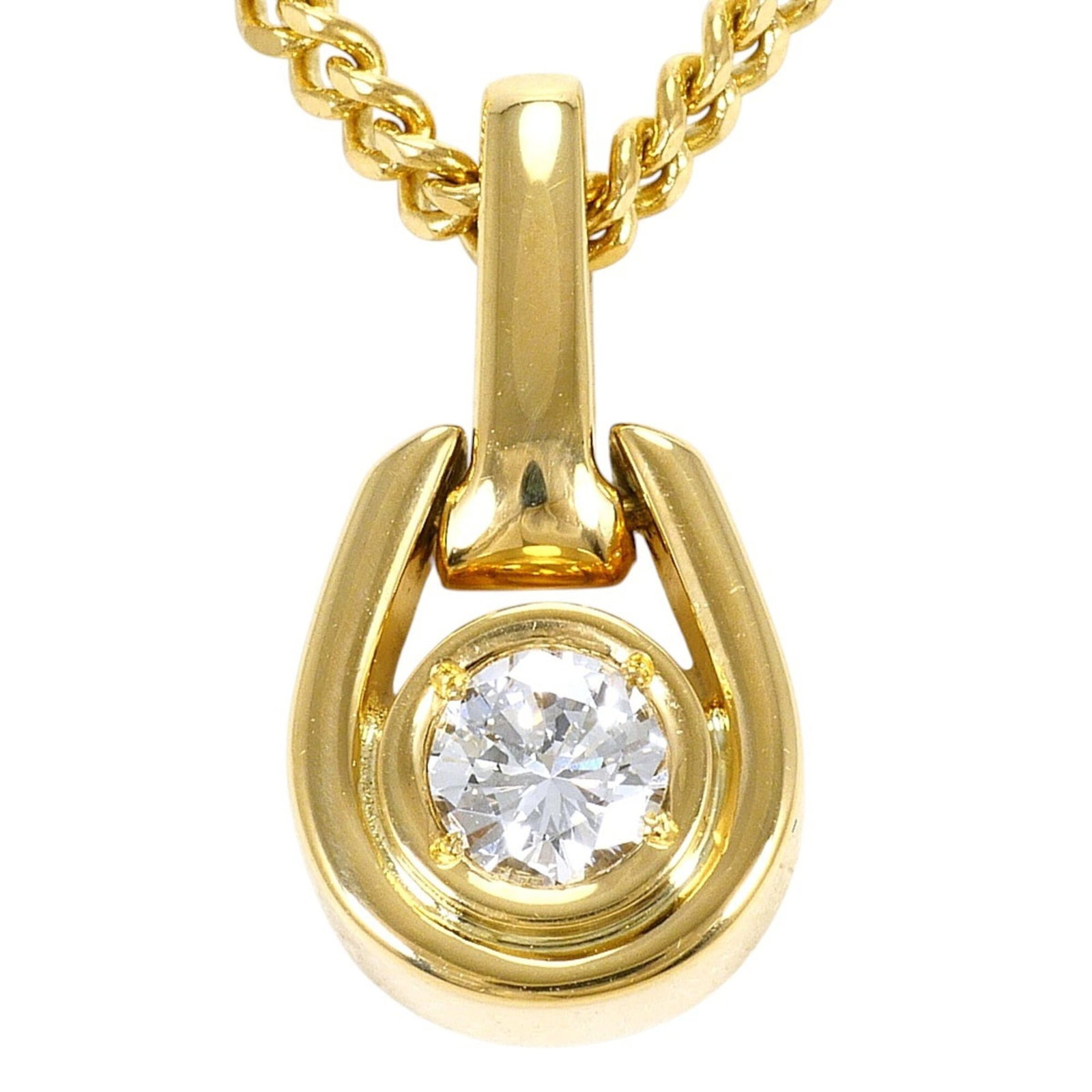 Yellow Gold (18K): Yellow Gold (18K) Yellow gold 18K necklace with a 8.5g diamond pendant, featuring a 40 cm chain and a 17mm x 9mm pendant, in like new condition with no visible wear. The necklace is made from high-qua