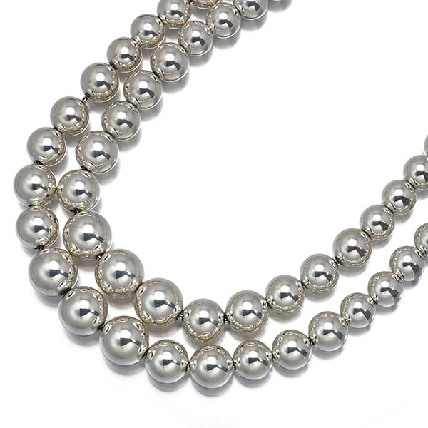 Tiffany&Co. Necklace Hardwear Ball Bead 2-Strand 925 Sterling Silver: Tiffany&Co. Necklace Hardwear Ball Bead 2-Strand 925 Sterling Silver Sterling silver necklace featuring a 2-strand design, crafted by Tiffany & Co. The necklace boasts a sleek, modern style with a