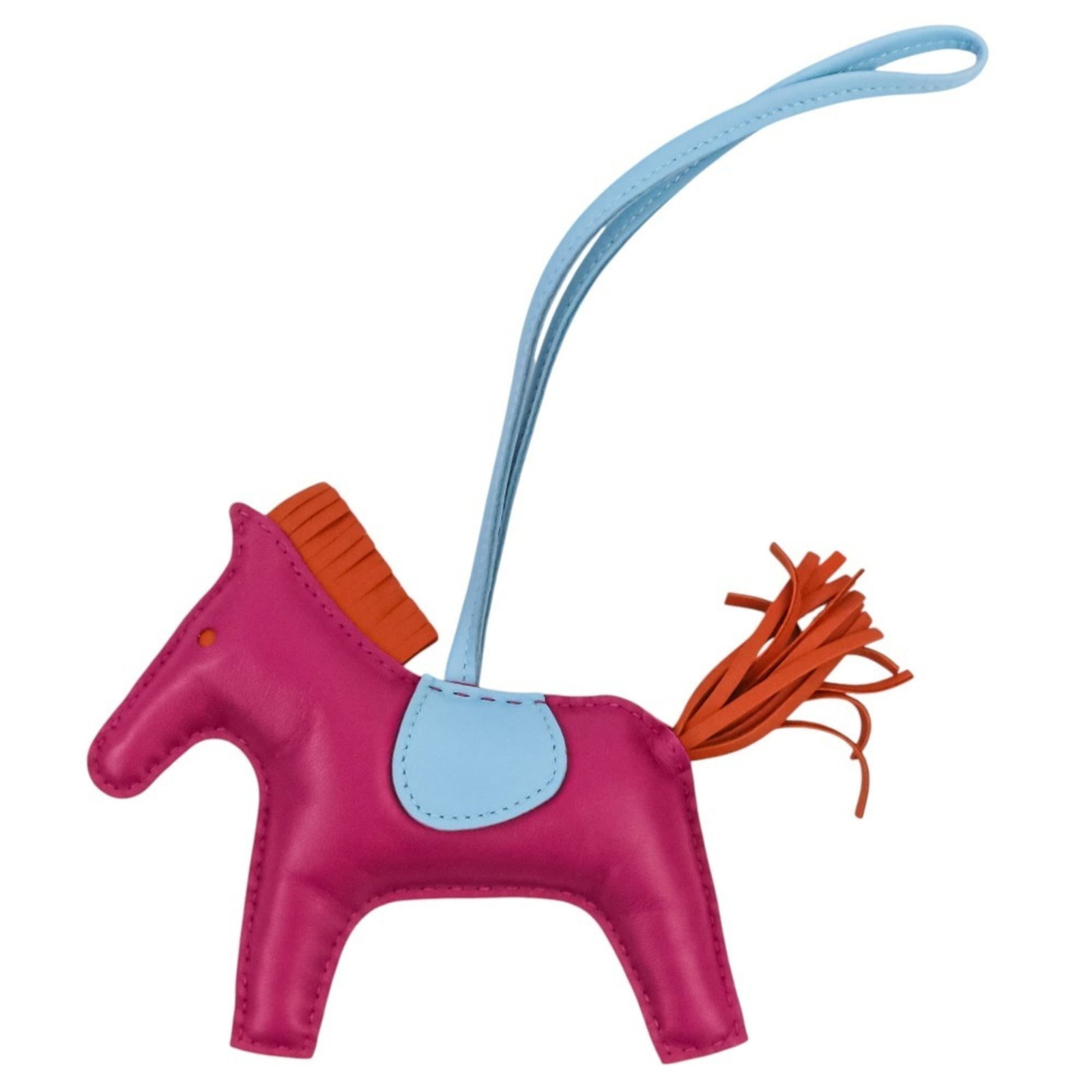 HERMES Handbag Charm Agneau Milo: HERMES Handbag Charm Agneau Milo Agneau Milo, a signature Herm?s handbag charm, boasts a striking light blue and purple hue, adding a touch of elegance to any handbag. Weighing only 11.6g, this