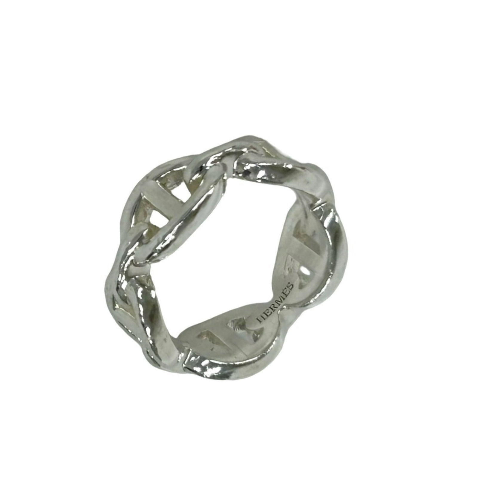HERMES Band Ring Silver 925: HERMES Band Ring Silver 925 Silver 925 band ring from Hermes, featuring a classic design with visible signs of wear, including scratches and scuffs. The item is made from high-quality silver and is