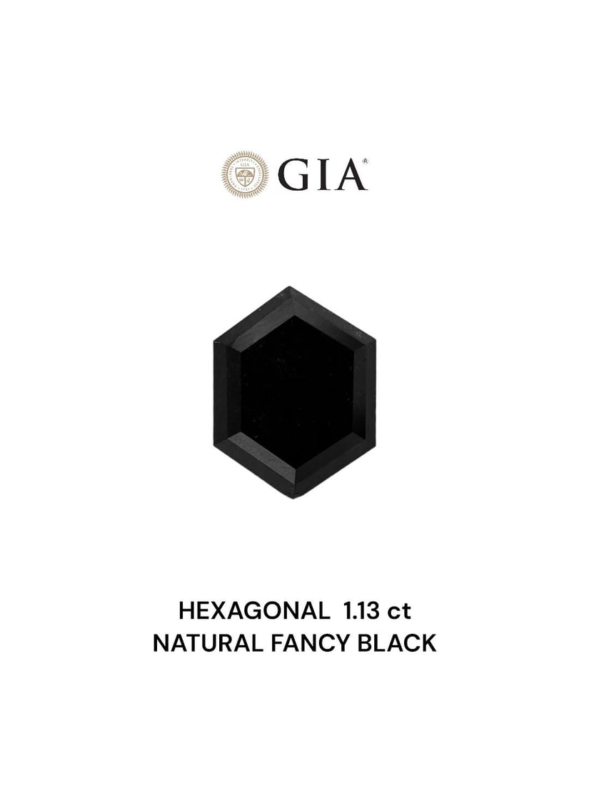 GIA Hexagonal 1.13ct Fancy Black VVS2 - Loose Natural Diamond: GIA Hexagonal 1.13ct Fancy Black VVS2 - Loose Natural Diamond GIA certified, this 1.13ct loose natural Fancy Black VVS2 diamond boasts exceptional clarity and polish, with EX symmetry and a striking