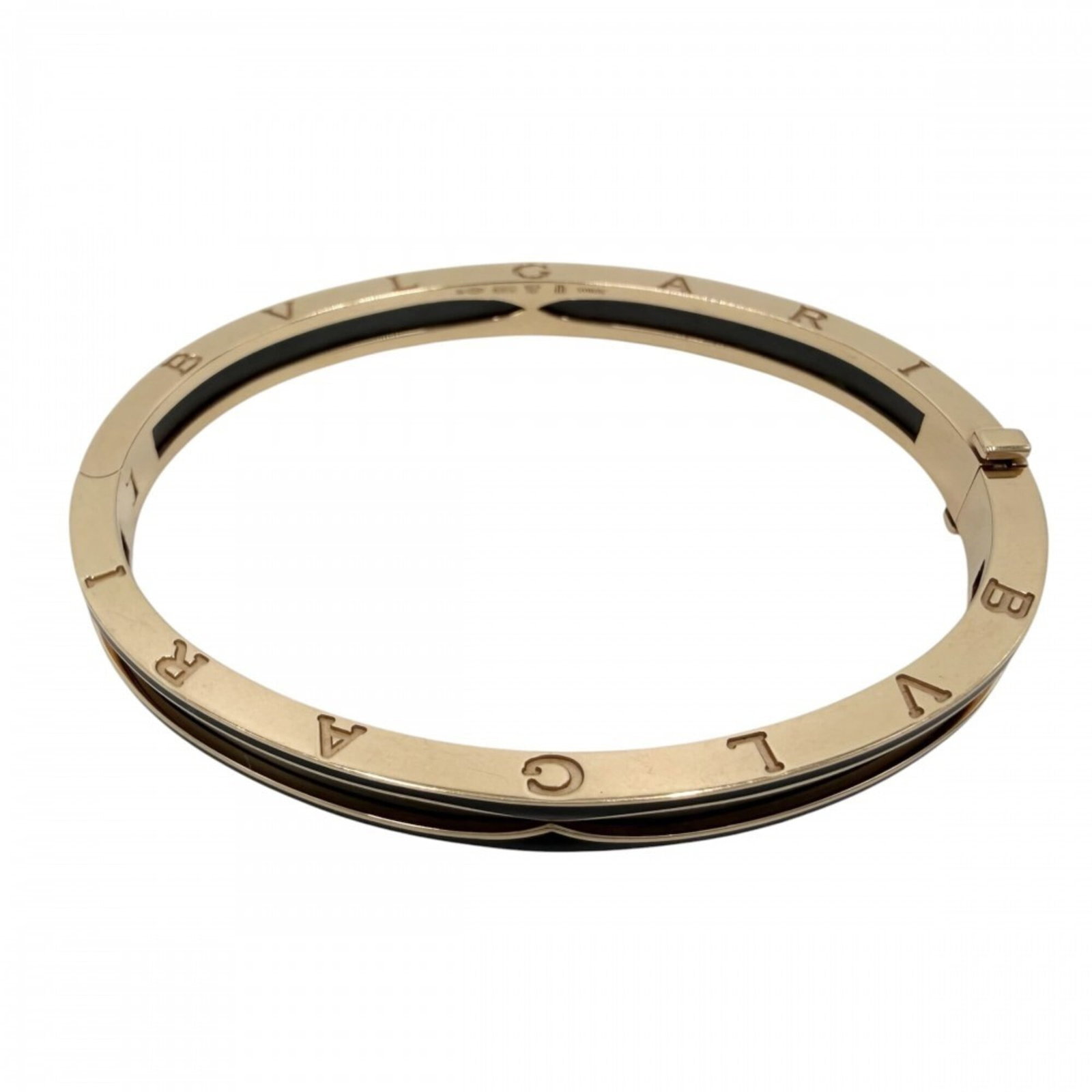 BVLGARI Charm Bracelet Ceramic Pink Gold (18K): BVLGARI Charm Bracelet Ceramic Pink Gold (18K) Ceramic pink gold (18K) charm bracelet from Bvlgari, featuring a unique black and gold design. This 17cm long charm bracelet is in good used condition,