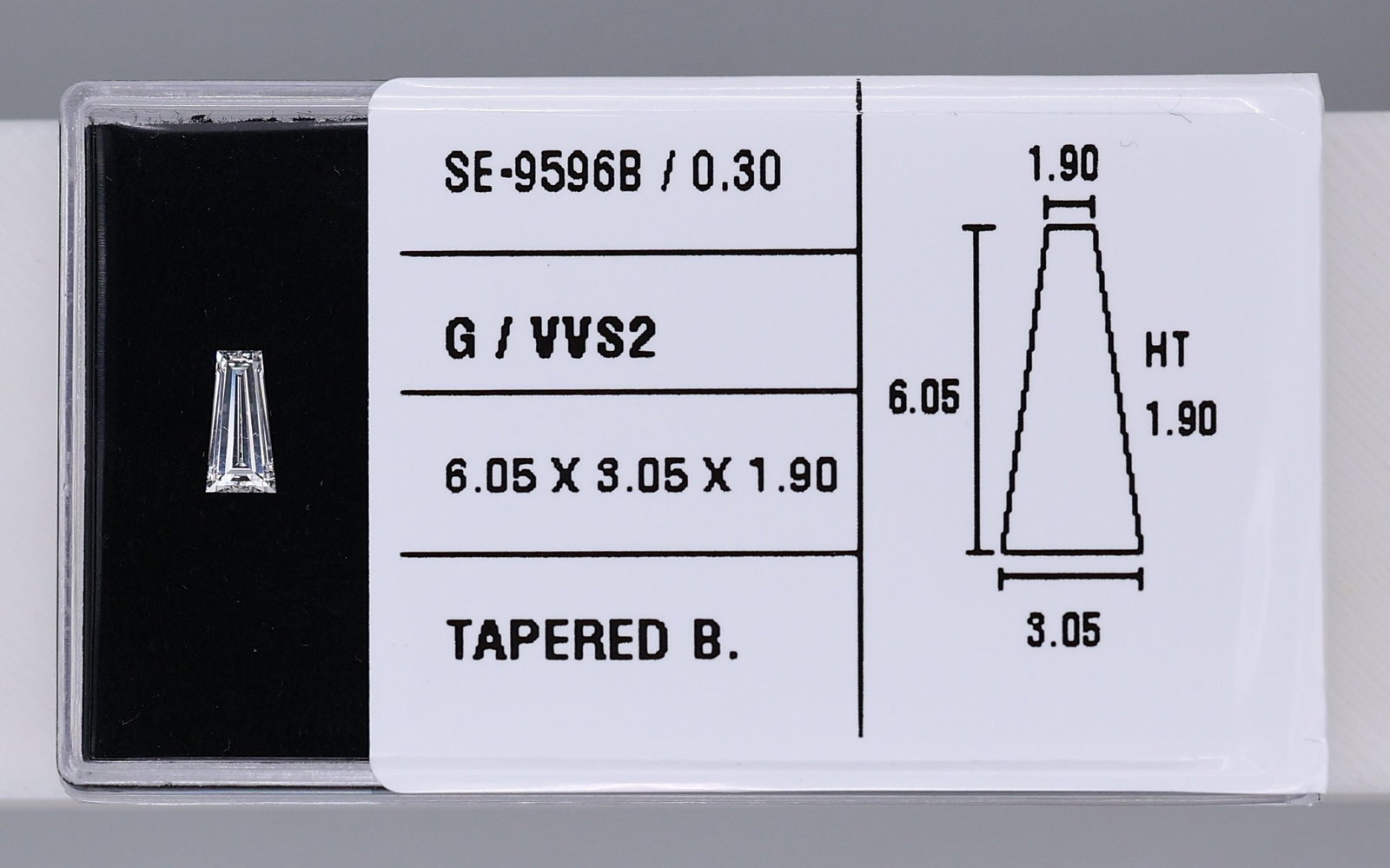 Tapered Baguette 0.3ct G VVS2 - Loose Natural Diamond: Tapered Baguette 0.3ct G VVS2 - Loose Natural Diamond 0.3ct G VVS2 - Loose Natural Diamond Tapered Baguette: A rare and elegant diamond, this 0.3ct G VVS2 loose natural diamond boasts exceptional