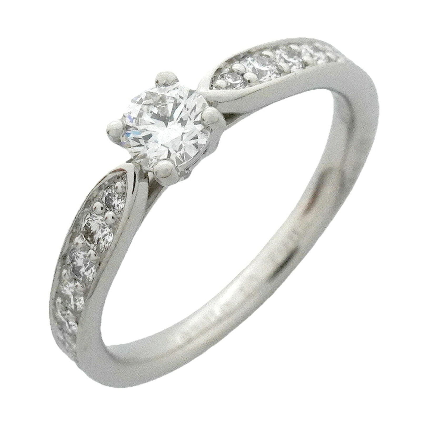 TIFFANY Band Ring Platinum 950: TIFFANY Band Ring Platinum 950 Platinum 950 Tiffany band ring with a diamond stone, available in a US size 3.5. This ring features visible scratches and scuffs, indicating it is a used item, but remai