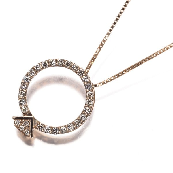 Light Brown Diamond 0.28Ct Ring Necklace 18K 750 Rose Gold: Light Brown Diamond 0.28Ct Ring Necklace 18K 750 Rose Gold The 0.28ct light brown diamond pendant is set in 18k rose gold, creating a unique and elegant piece. This adjustable necklace features a