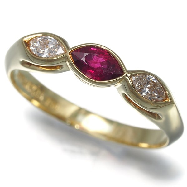 Rare Tiffany&Co. Ring Ruby Diamond Us5.25-5.5 18K 750 Yellow Gold: Rare Tiffany&Co. Ring Ruby Diamond Us5.25-5.5 18K 750 Yellow Gold Rare Tiffany&Co. Ring Ruby Diamond Us5.25-5.5 18K 750 Yellow Gold features a stunning natural ruby and diamond combination set in 18k