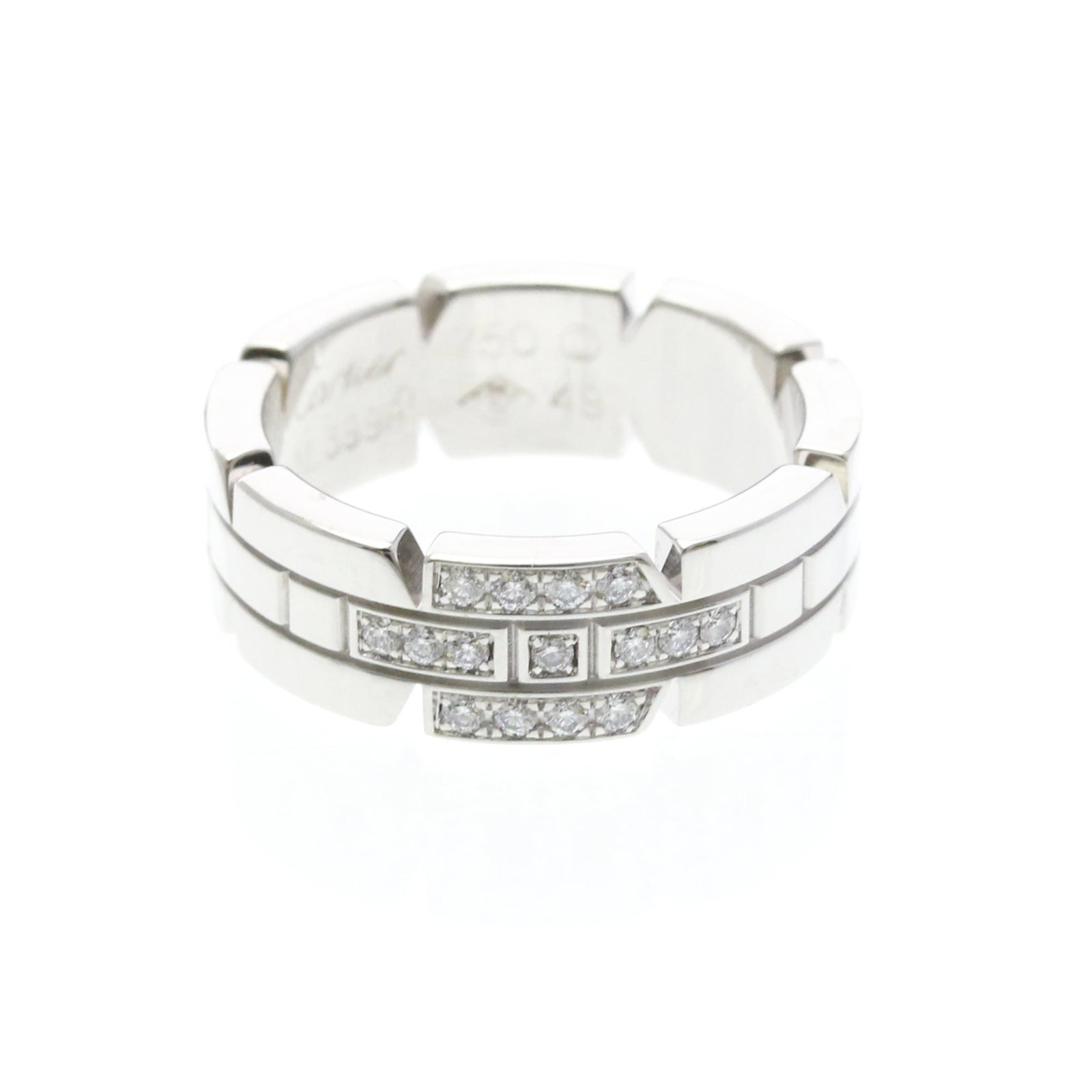 CARTIER Band Ring White Gold (18K): CARTIER Band Ring White Gold (18K) Cartier Band Ring White Gold (18K) features a sleek, silver-toned design with diamonds, making it a stylish accessory for those who appreciate classic luxury. The 18