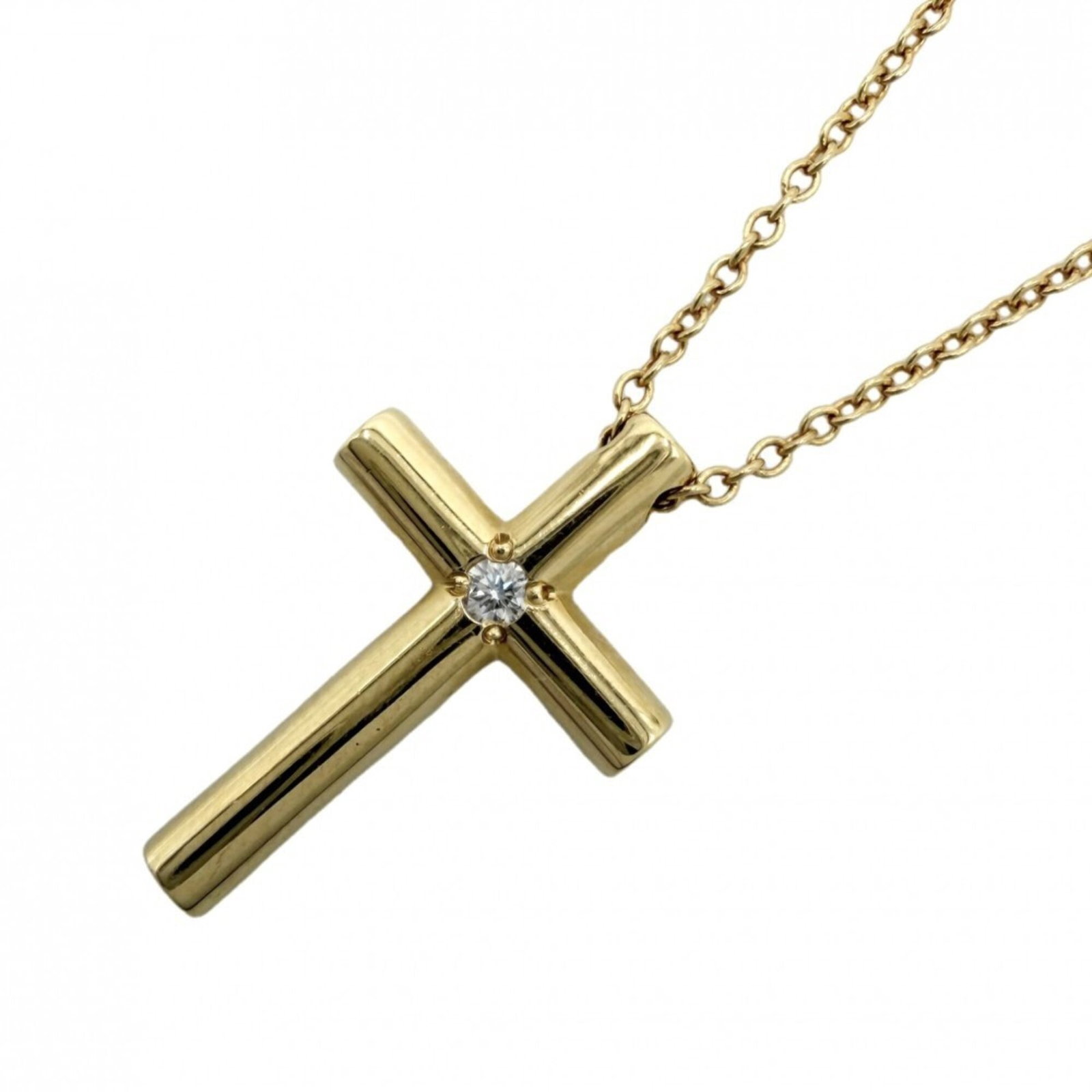 TIFFANY Yellow Gold (18K): TIFFANY Yellow Gold (18K) Yellow gold (18K) pendant from Tiffany, featuring a diamond set against a delicate background. The necklace measures 41 cm in circumference and the pendant itself is 18mm x 1