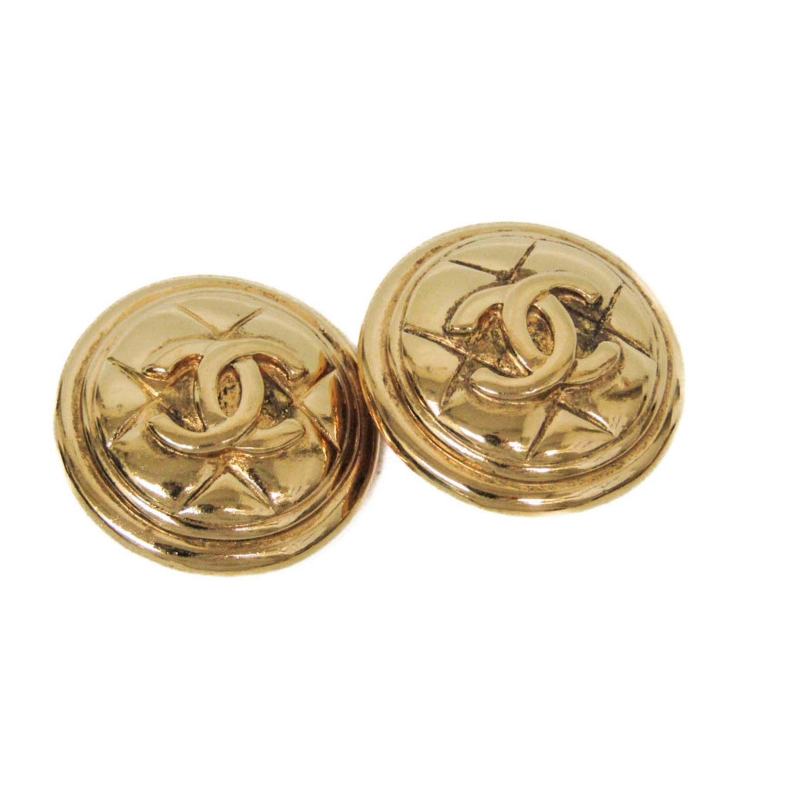 CHANEL Clip Earrings Gold Plating: CHANEL Clip Earrings Gold Plating Gold plated clip earrings from the iconic CHANEL Matelasse line, featuring a sleek and sophisticated design. Made in France, these earrings boast a luxurious gold pla