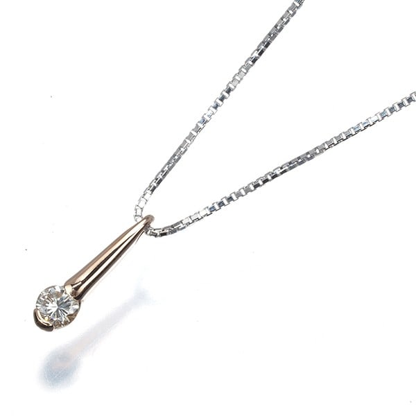 Vendome Necklace Diamond 0.13Ct Bicolor Solitaire 18K Wg/Rg (1 of 4)