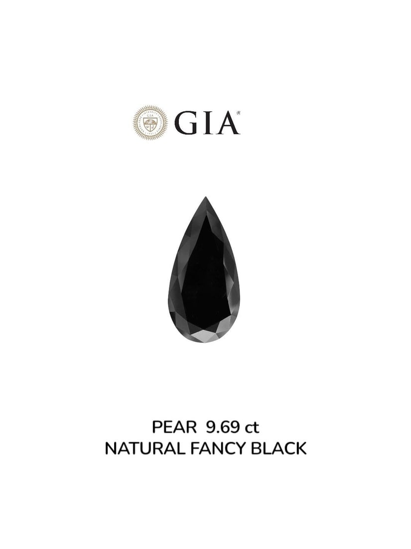GIA Pear 9.69ct Fancy Black VVS2 - Loose Natural Diamond: GIA Pear 9.69ct Fancy Black VVS2 - Loose Natural Diamond 9.69ct GIA Fancy Black VVS2 Diamond - A Rare and Exceptional Natural BeautyThe 9.69ct Fancy Black VVS2 diamond is a stunning example of