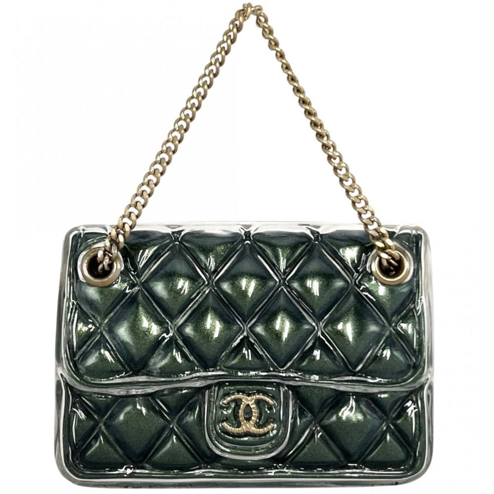 CHANEL Brooch Gold Metallic Green (1 of 6)