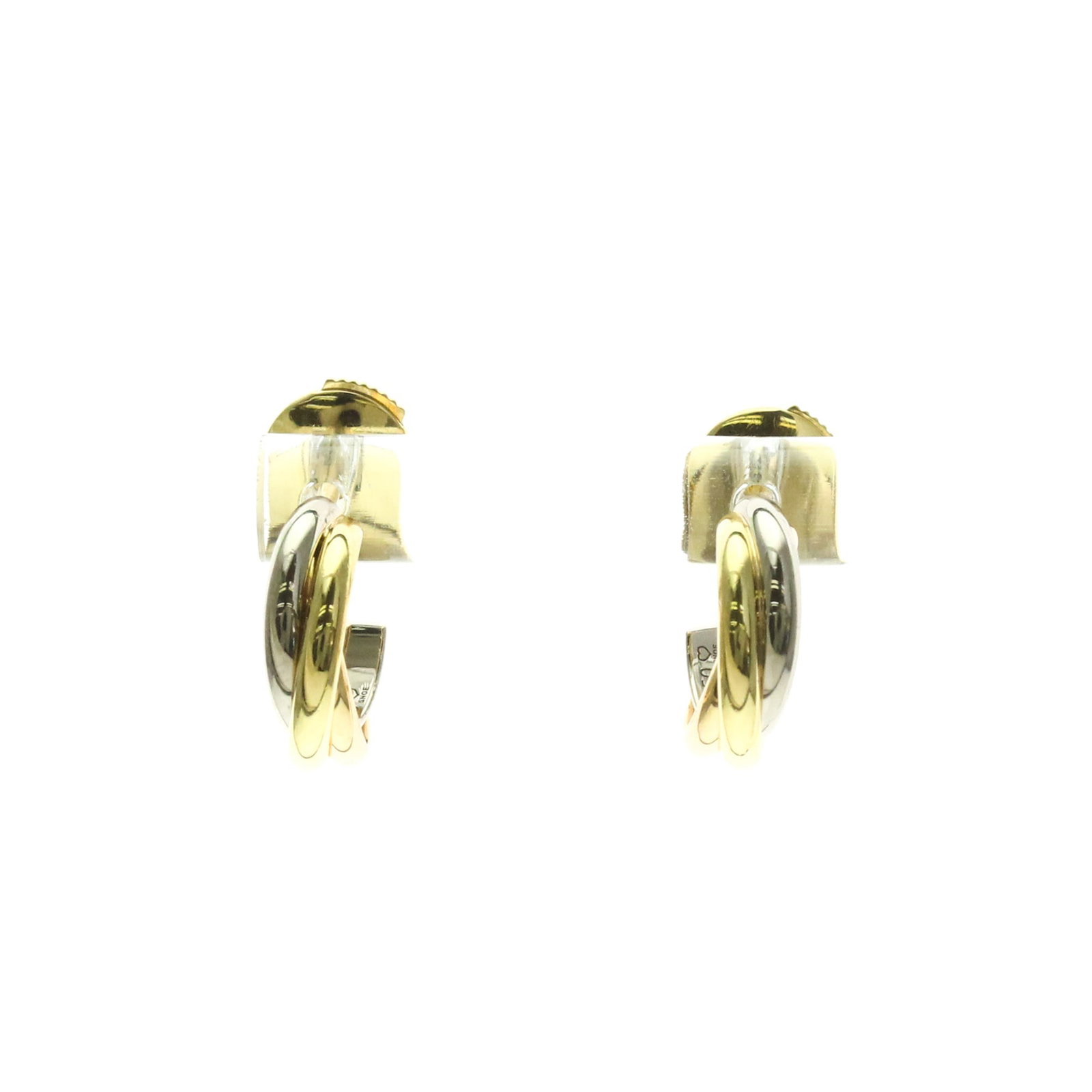 CARTIER Half Hoop Earrings Pink Gold (18K) White Gold (18K) Yellow Gold (18K): CARTIER Half Hoop Earrings Pink Gold (18K) White Gold (18K) Yellow Gold (18K) Pink gold (18K), white gold (18K), and yellow gold (18K) come together in these elegant Cartier half hoop earrings, crafte