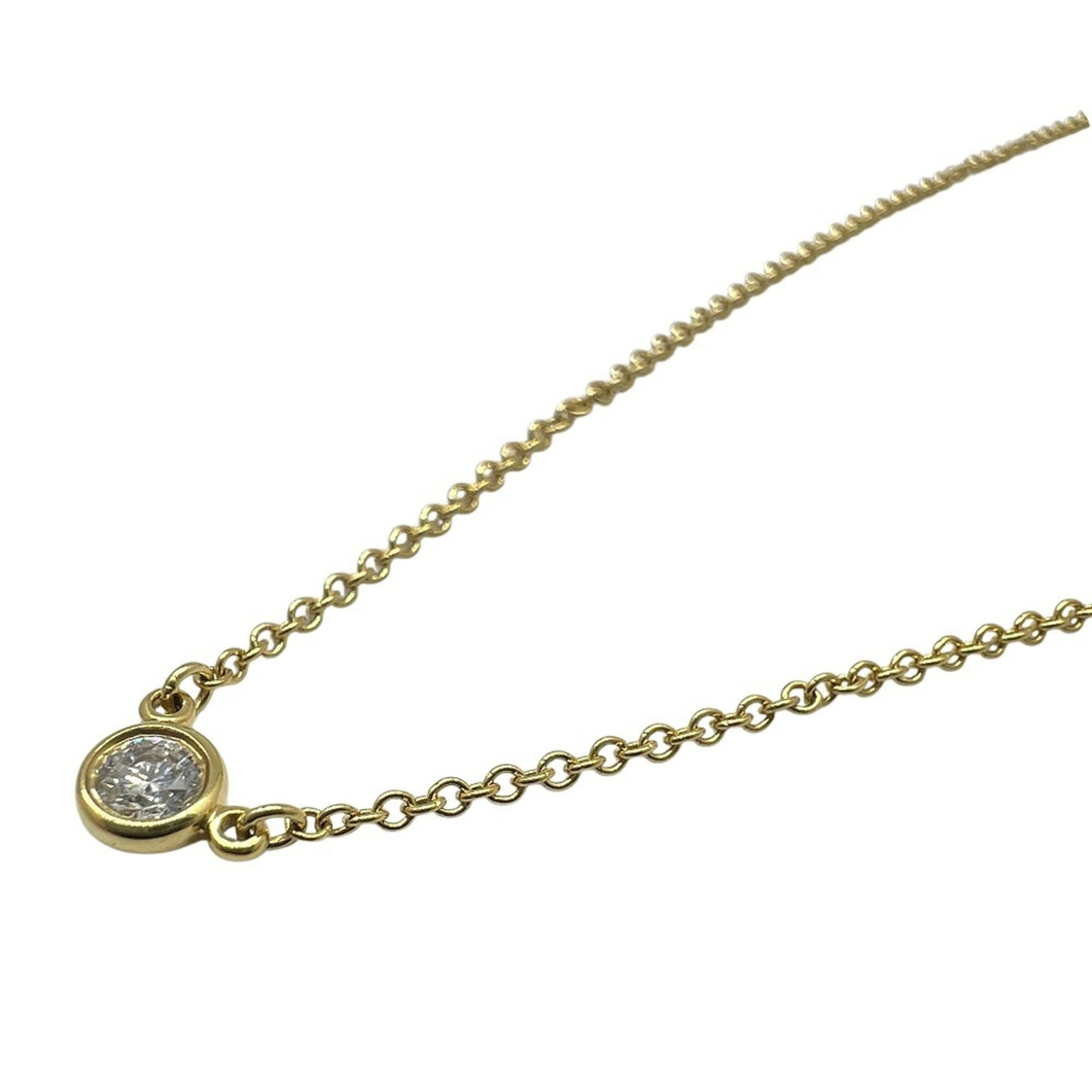 TIFFANY Yellow Gold (18K): TIFFANY Yellow Gold (18K) Yellow gold (18K) pendant necklace with a 4mm x 4mm diamond pendant, set in a 40 cm / 15.74'' necklace. The necklace is made of high-quality yellow gold and features a