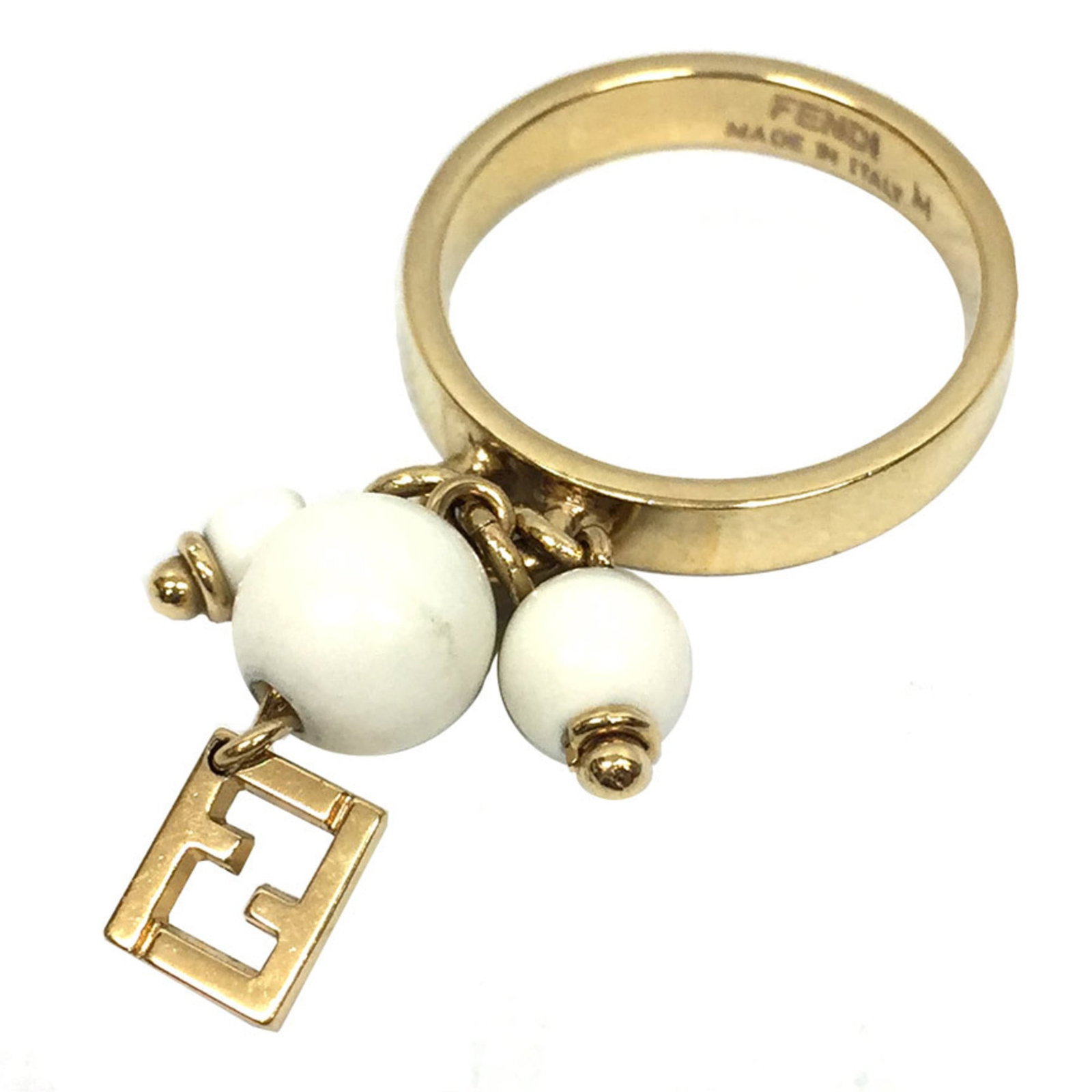 FENDI Band Ring Metal: FENDI Band Ring Metal Black and yellow metal band ring from Fendi, with a US size 7.5. The ring bears minor signs of wear, including small scratches and light marks, but is overall in very good condit