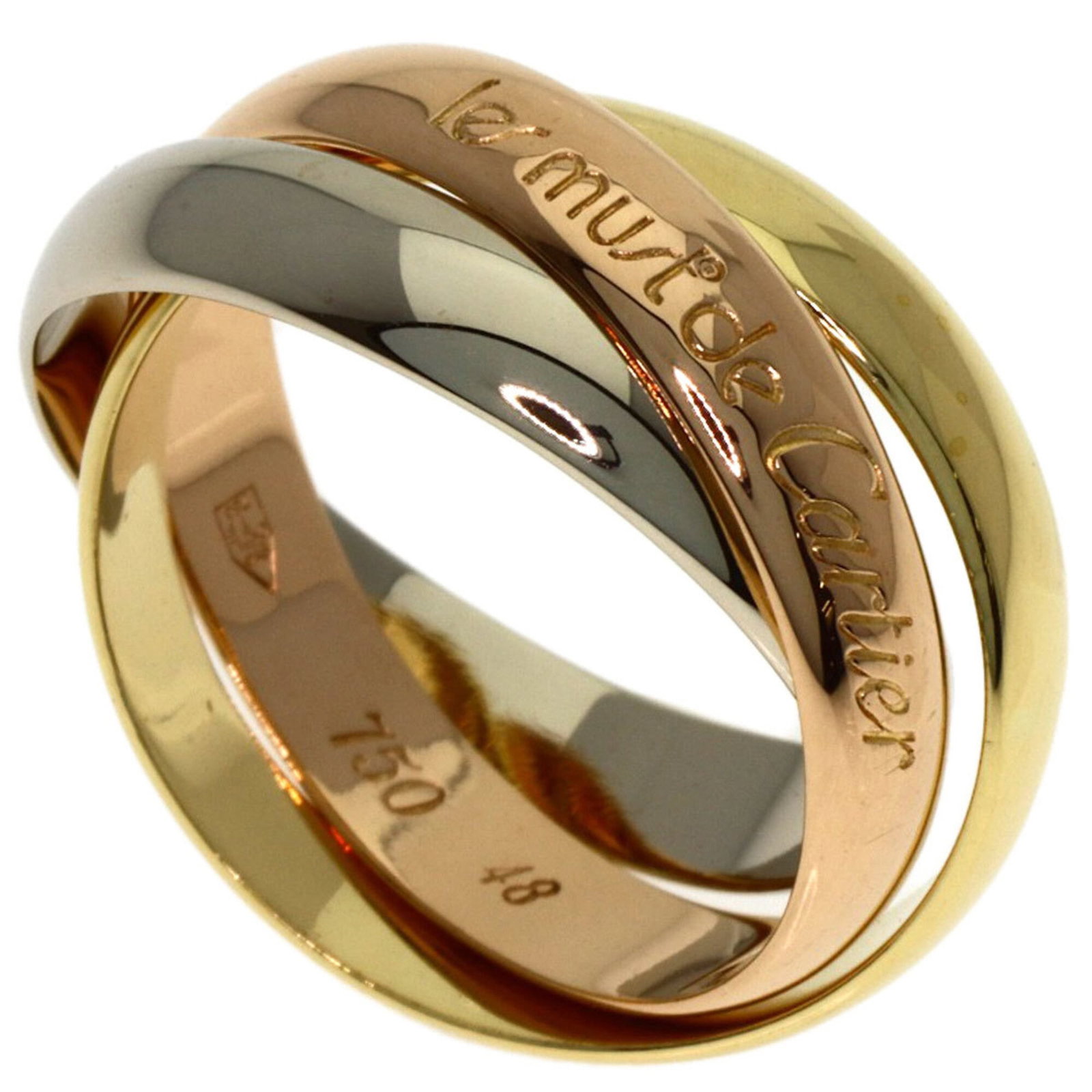 CARTIER Band Ring Pink Gold (18K) White Gold (18K) Yellow Gold (18K): CARTIER Band Ring Pink Gold (18K) White Gold (18K) Yellow Gold (18K) 18K pink gold, white gold, and yellow gold come together in this elegant Cartier band ring, showcasing a harmonious blend of classi